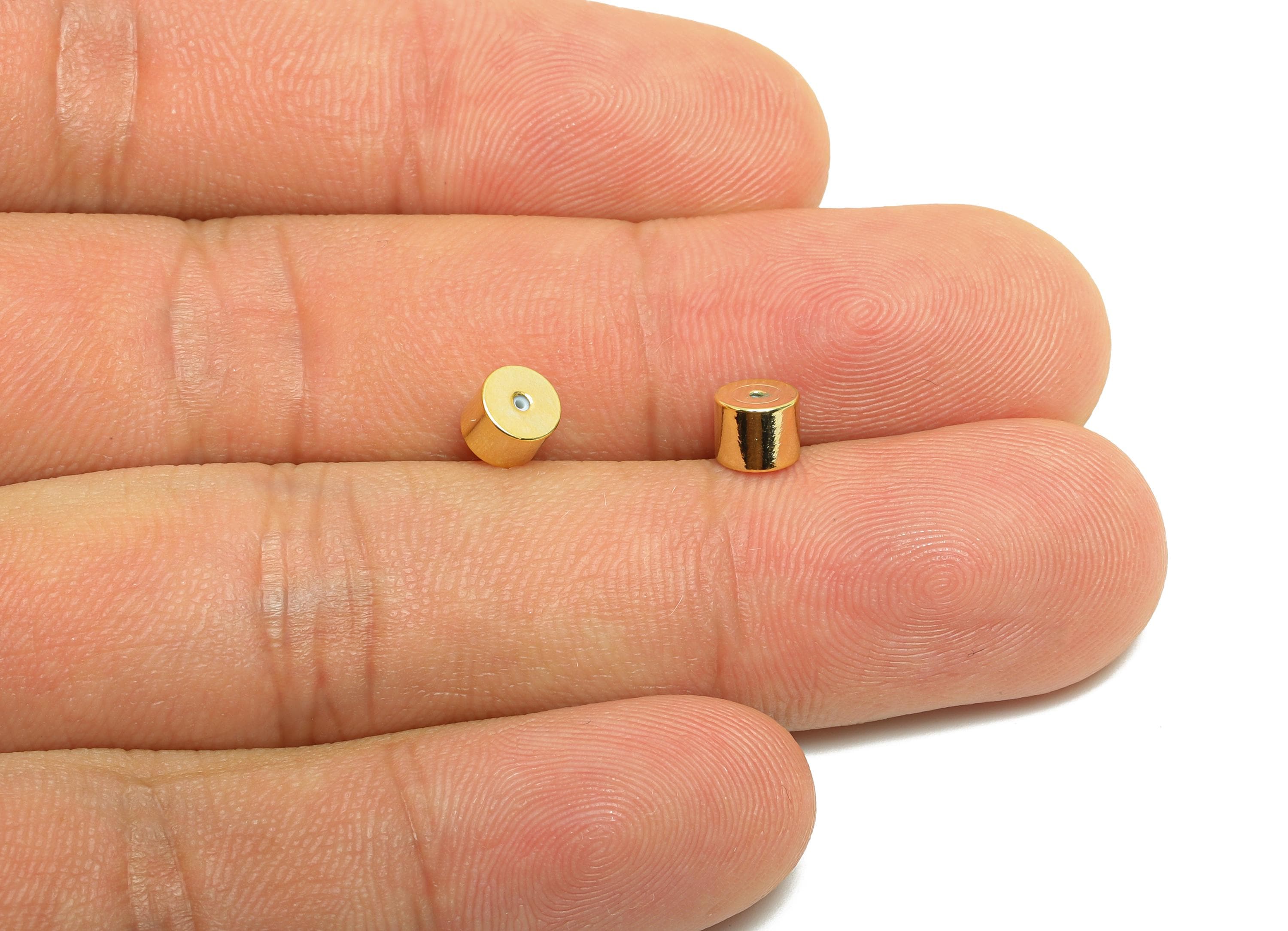 5*4 Silica Gel Rubber Earring Back - Brass Cylinder Rubber Earring Stopper Nuts - 18K Real Gold Plating - Post Back - 3.64x4x3mm - RGP8648 - DOMEDBAZAAR