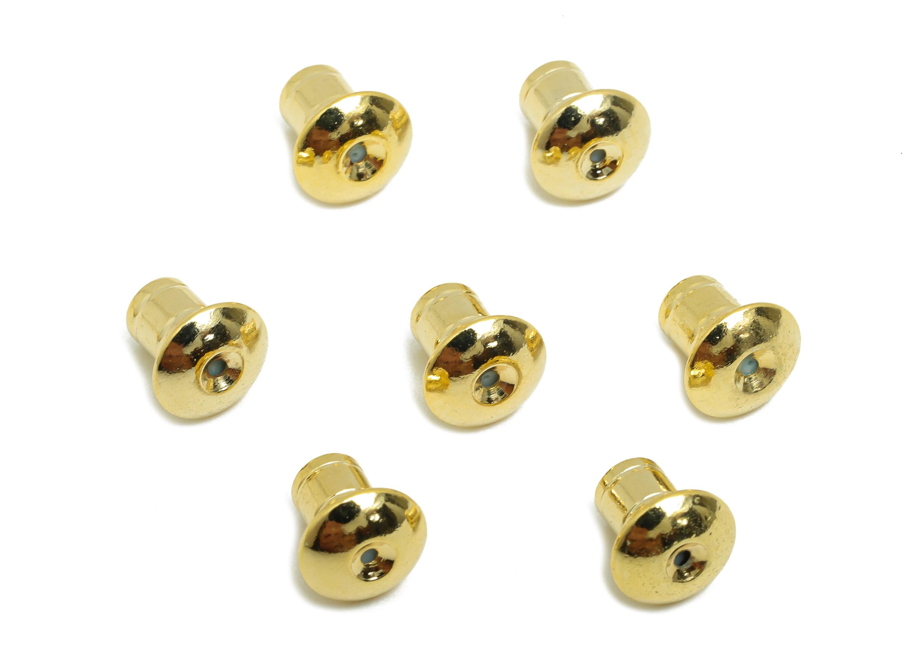 7*7 Silica Gel Rubber Earring Back - Brass Rubber Earring Stopper Nuts - Button Rubber Earring - 18K Real Gold Plating - 6x6x6mm - RGP8644 - DOMEDBAZAAR