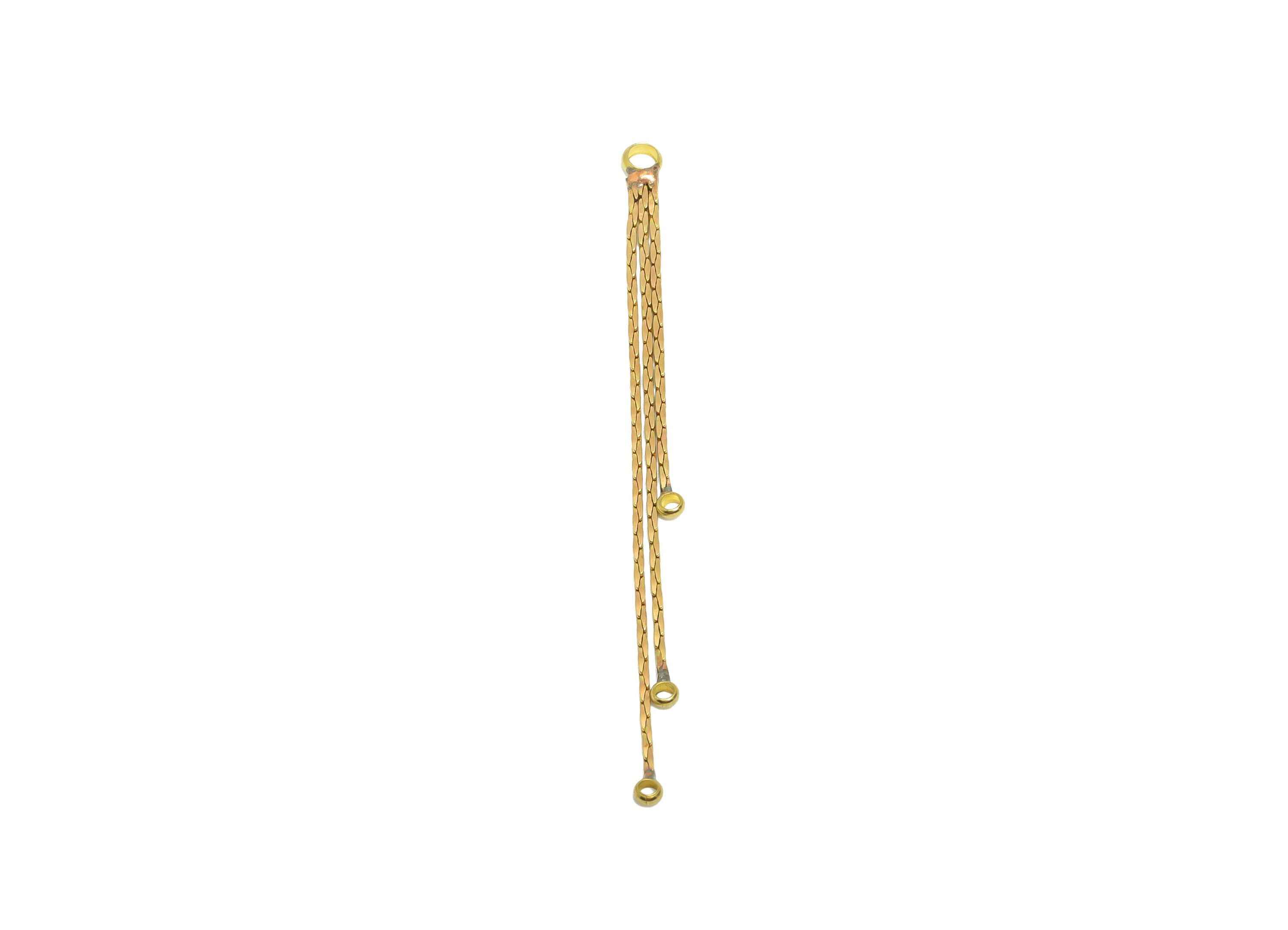 Brass Dangle Tassel Charm - Raw Brass Minimalist Chain Connector With Loop - Delicate Accessory - Minimalist Charm - 50x2x1mm - PP10941 - DOMEDBAZAAR