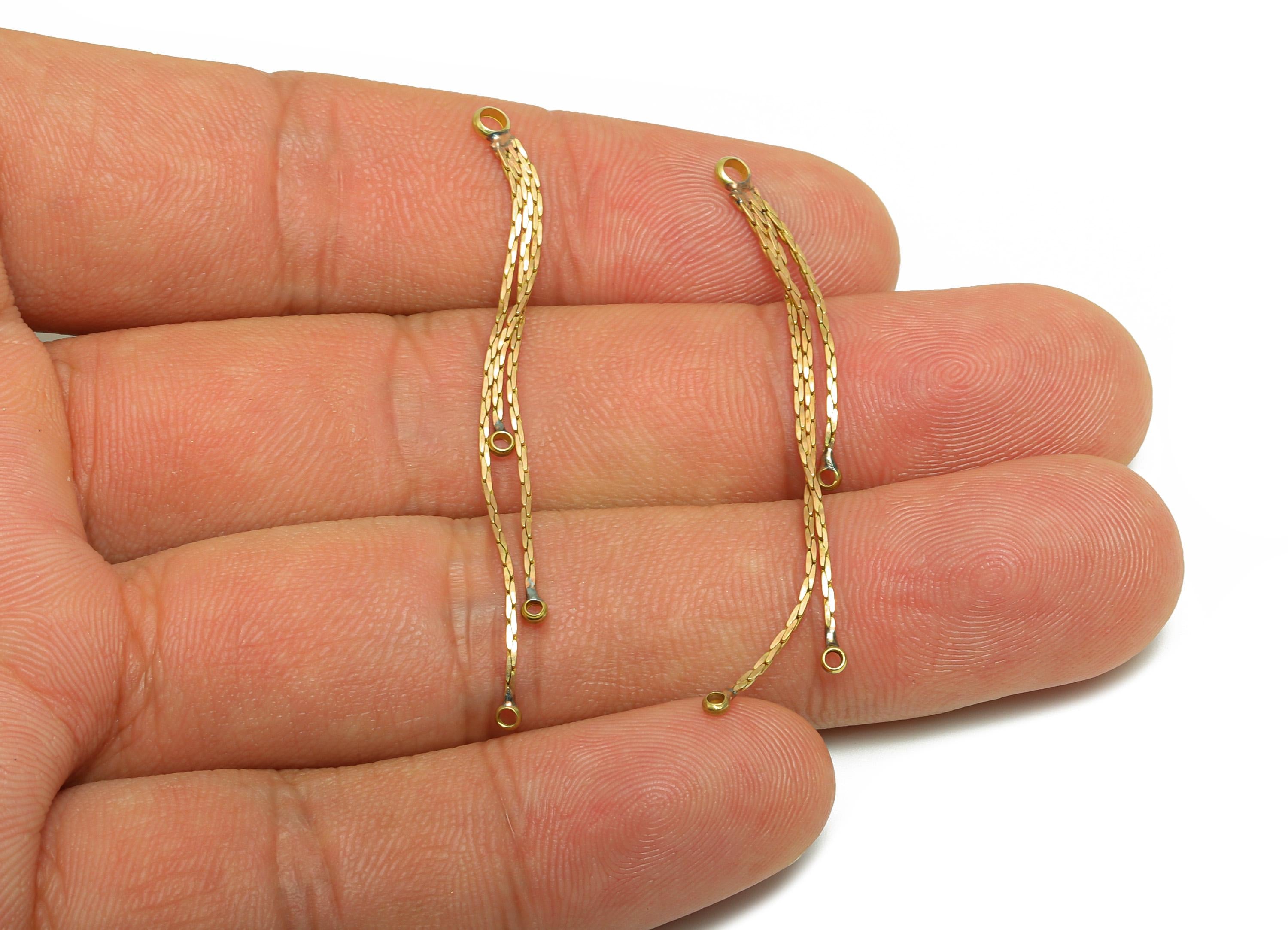 Brass Dangle Tassel Charm - Raw Brass Minimalist Chain Connector With Loop - Delicate Accessory - Minimalist Charm - 50x2x1mm - PP10941 - DOMEDBAZAAR