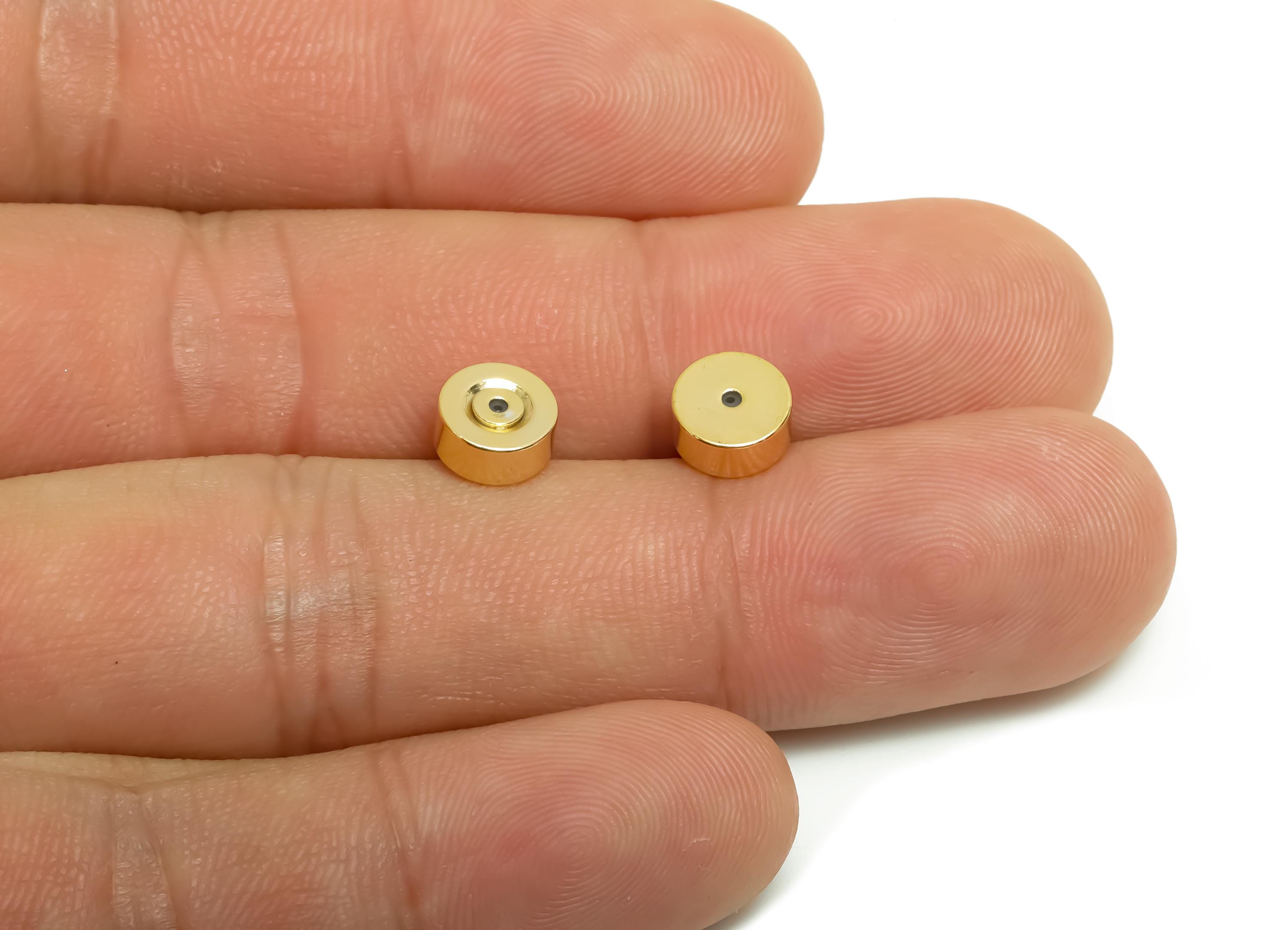 7*3 Silica Gel Rubber Earring Back - Brass Cylinder Rubber Earring Stopper Nuts - 18K Real Gold Plating - Post Back - 3.05x6.8x3mm - RGP8649 - DOMEDBAZAAR