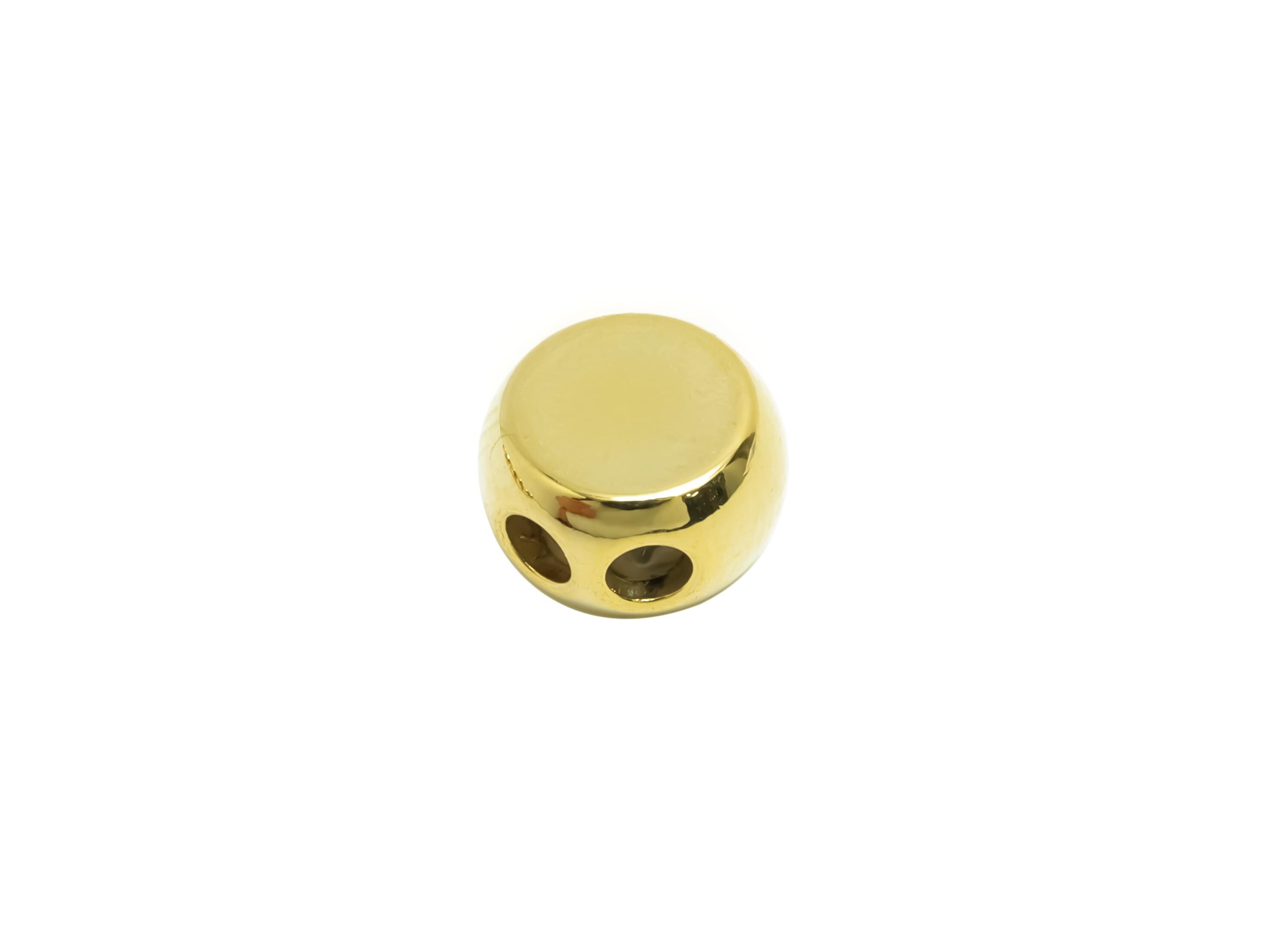 9*1.5 Brass Silica Gel Rubber - Brass Cylinder Rubber Sliding Beads Nuts - Stopper Bead - 18K Real Gold Plating - 5.36x9.2x5.36mm - RGP8651 - DOMEDBAZAAR