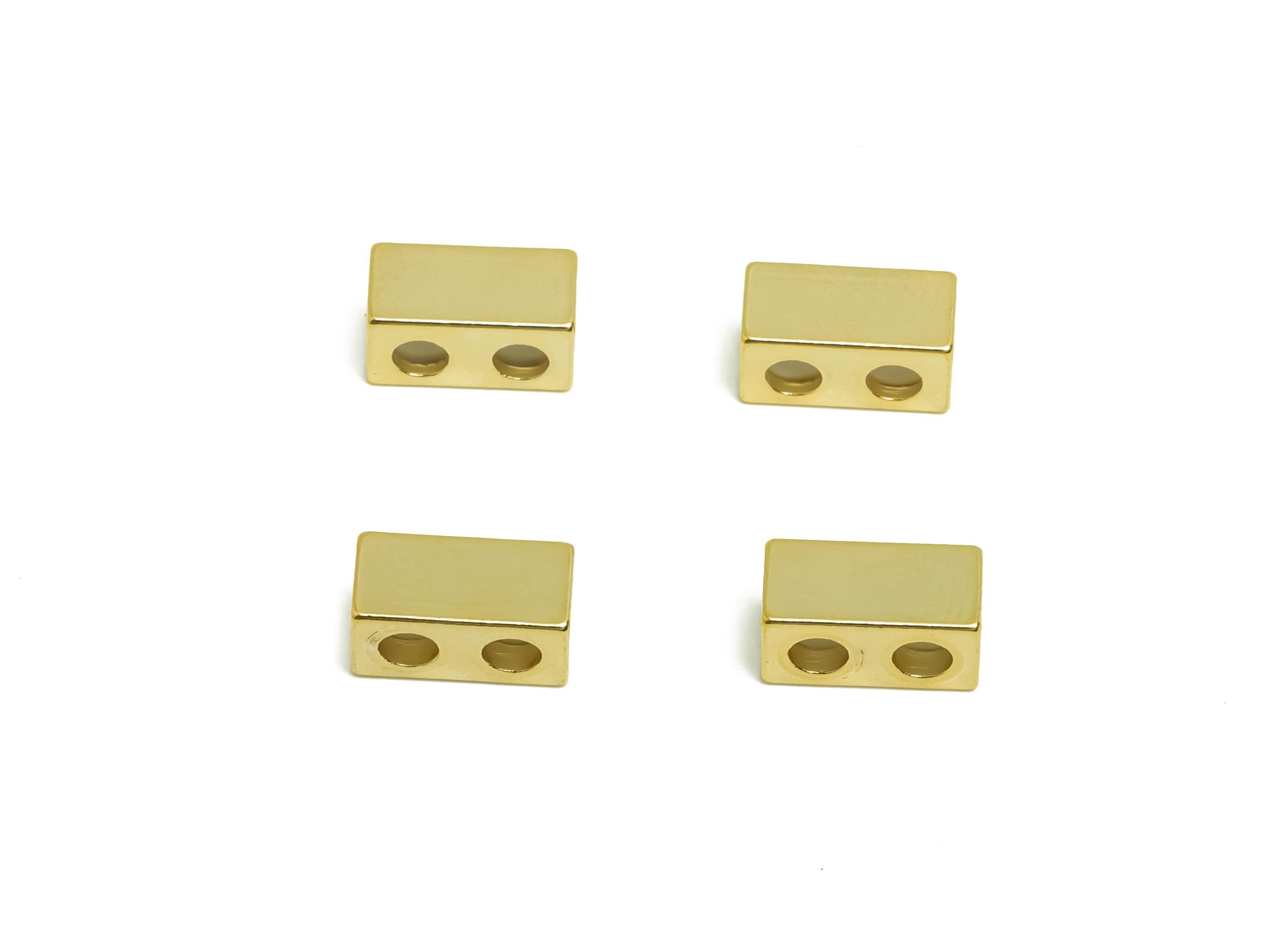 Brass Rectangle Cylinder Rubber - Sliding Beads Nuts - Rectangle Adjustable Stopper Beads - 18K Real Gold Plating - 10x4.85x4.88mm - RGP8653 - DOMEDBAZAAR