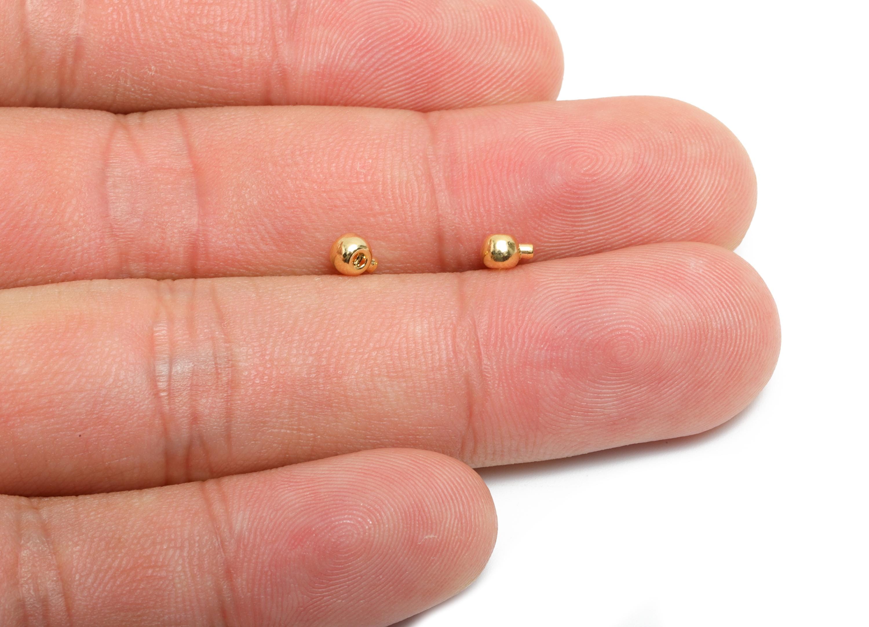 Brass Mini Round Rubber - Sliding Beads Nuts - Sliding Beads Rubber - Chain Bracelet- 18K Real Gold Plating - 4.46x3.33x2.74mm - RGP8655 - DOMEDBAZAAR