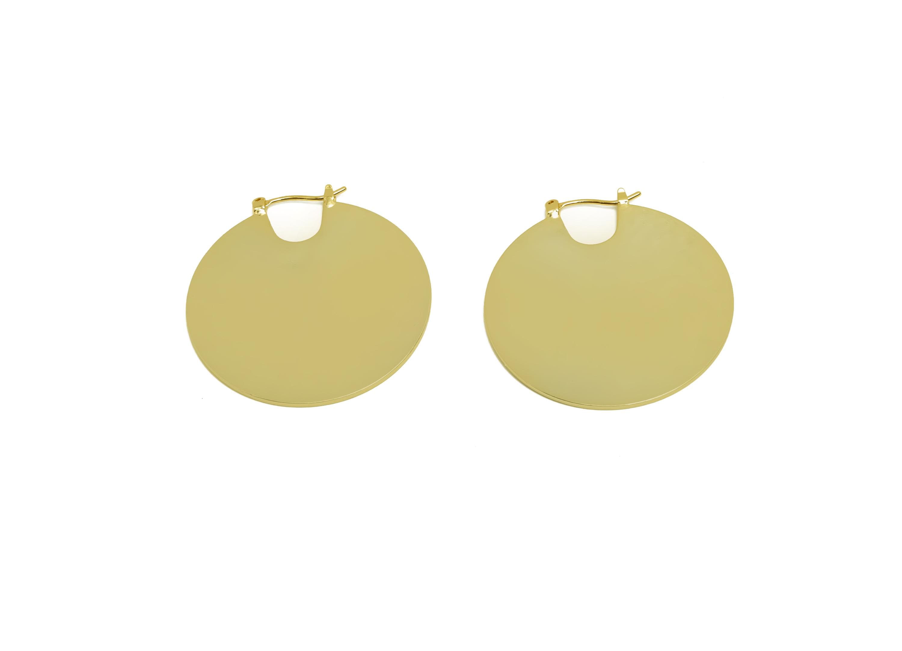 Brass Round Hoop Earring - Brass Hinged Back Earring - Gold Jewelry - Geometry Hinged Back - 18K Real Gold Plating - 35x37.4x1mm - RGP8680 - DOMEDBAZAAR