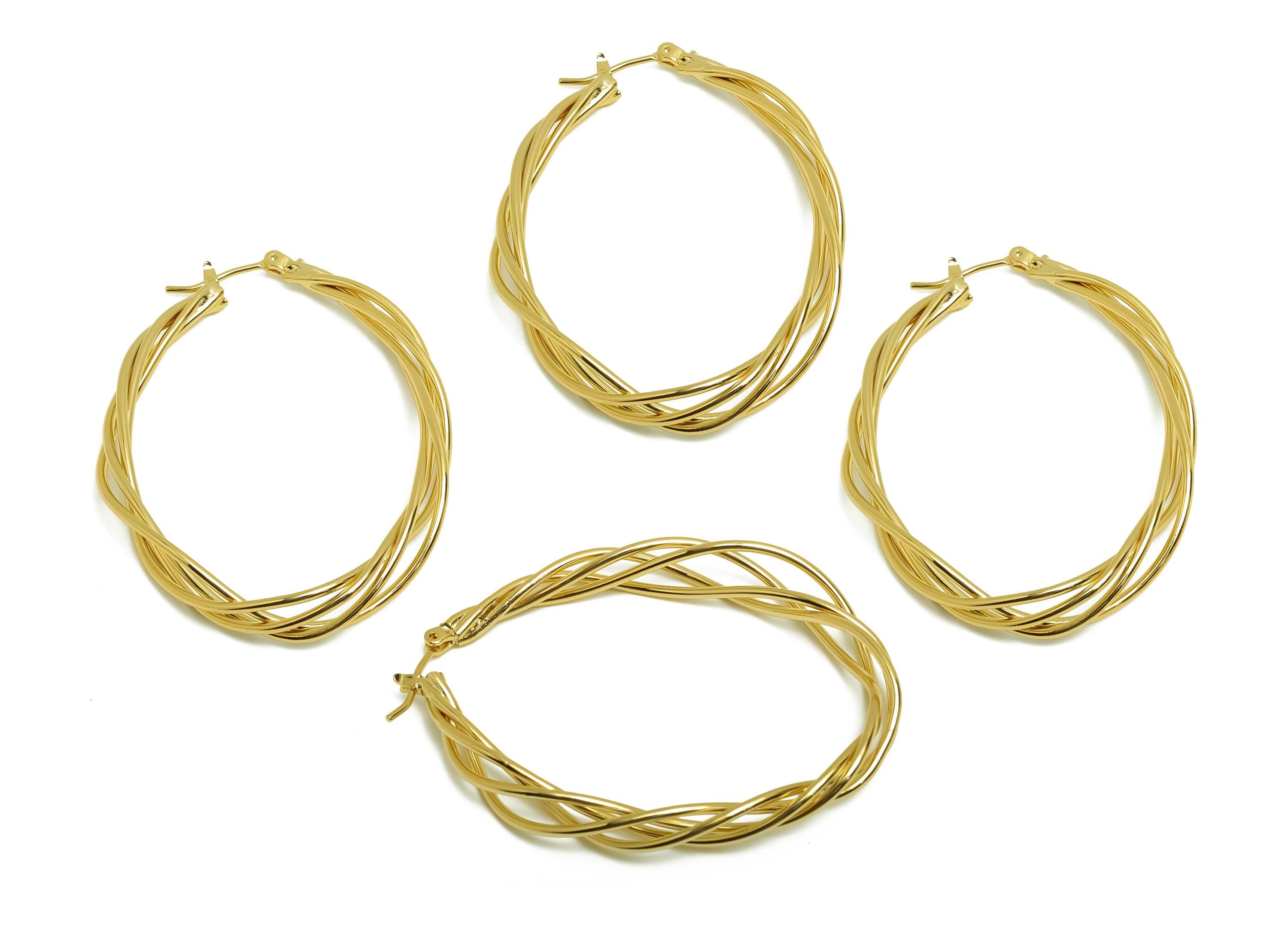 Brass Hoop Earring - Brass Wire Hinged Back Earring - Teardrop Hoop Earring - Gold Jewelry - 18K Real Gold Plating - 49x38x1.37mm - RGP8671 - DOMEDBAZAAR