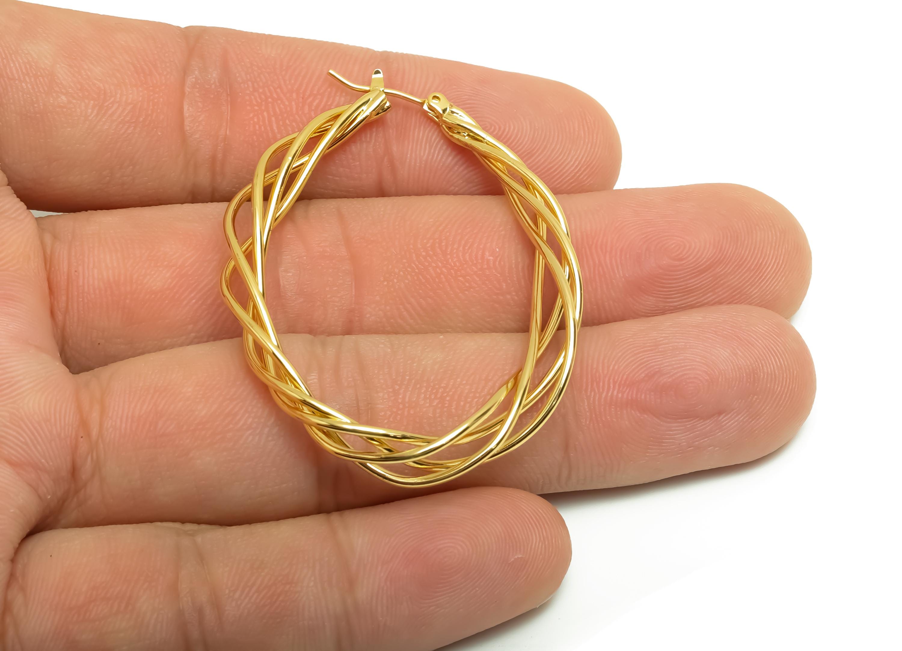 Brass Hoop Earring - Brass Wire Hinged Back Earring - Teardrop Hoop Earring - Gold Jewelry - 18K Real Gold Plating - 49x38x1.37mm - RGP8671 - DOMEDBAZAAR