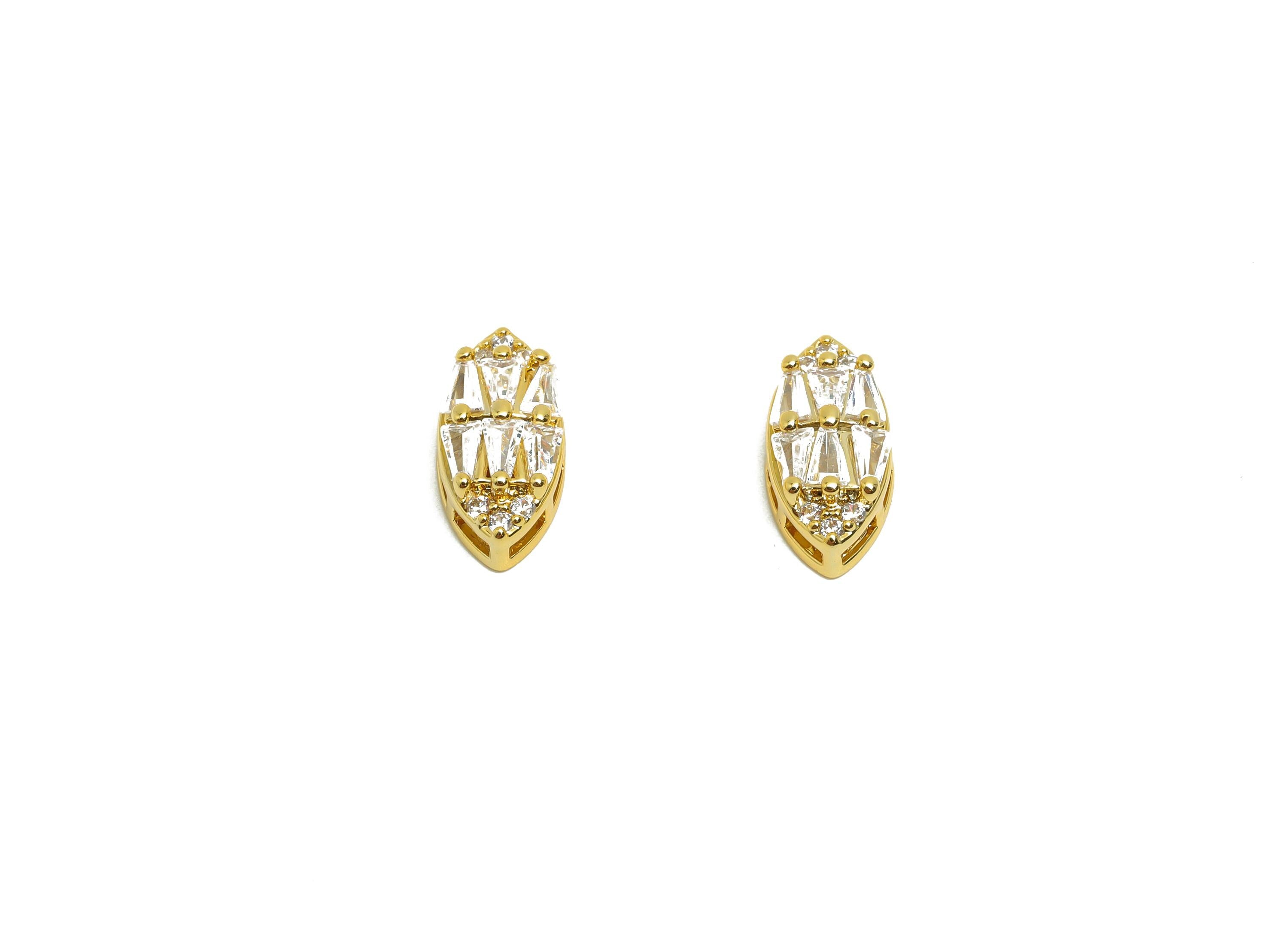 Gold Zircon Marquise Beads - Brass Marquise Bracelet Spacer Bead - CZ Marquise Necklace Bead - 18K Real Gold Plating - 11.9x6x4.5mm- RGP8554 - DOMEDBAZAAR