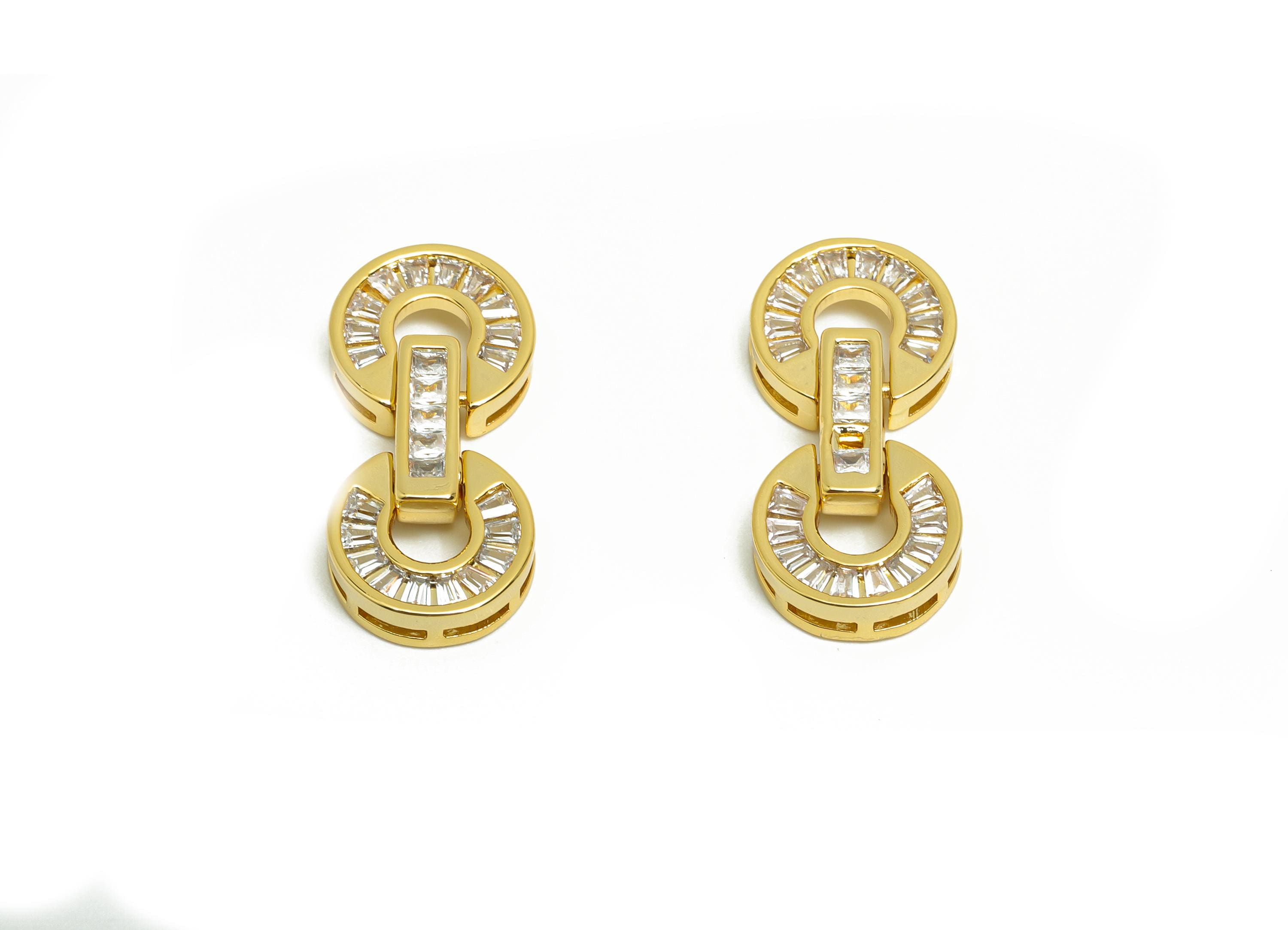 Brass CZ Round Charm - Gold Double Circle Pendant for Necklace - Zircon Bracelet Charm - 18K Real Gold Plating - 19.6x10.2x4.6mm - RGP8553 - DOMEDBAZAAR