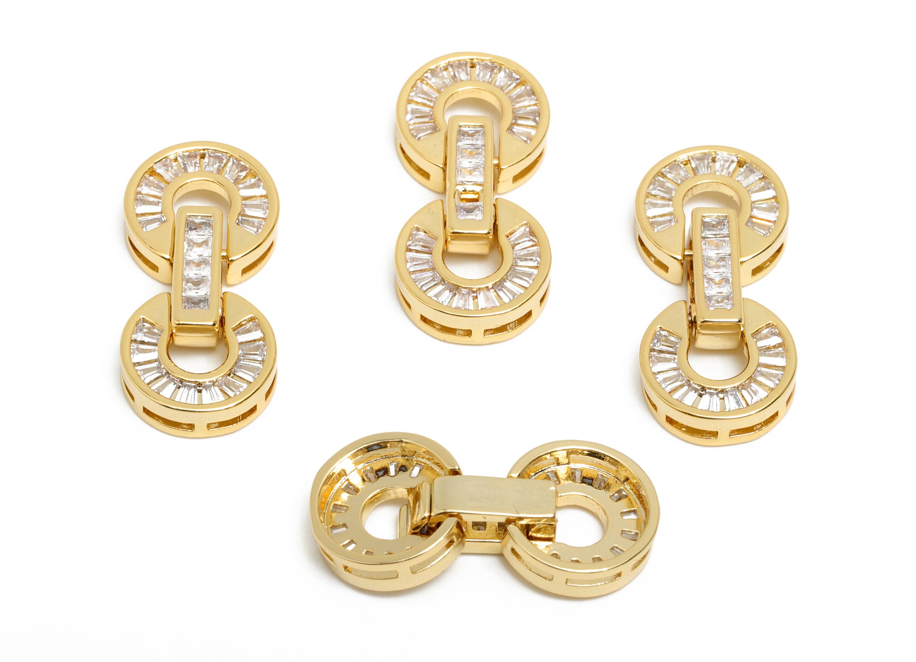 Brass CZ Round Charm - Gold Double Circle Pendant for Necklace - Zircon Bracelet Charm - 18K Real Gold Plating - 19.6x10.2x4.6mm - RGP8553 - DOMEDBAZAAR