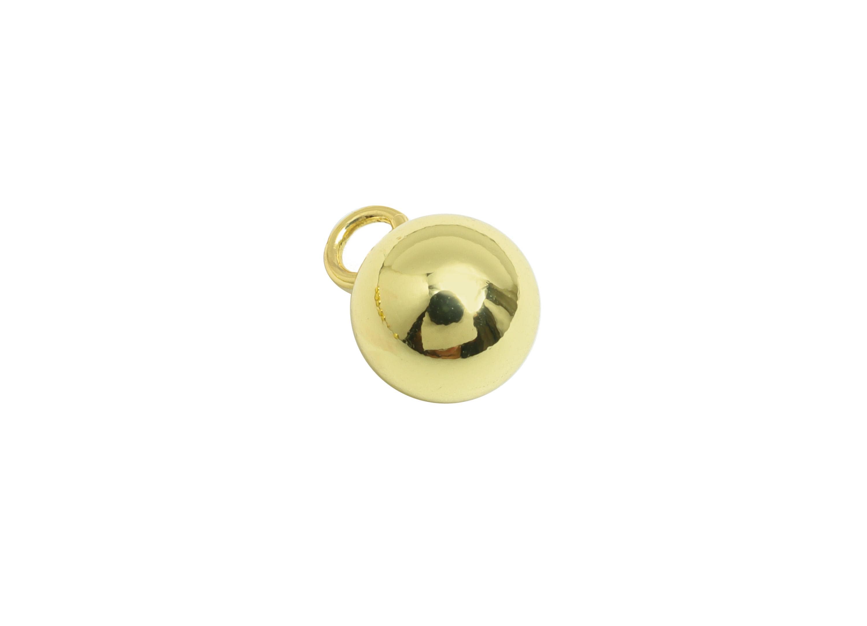 8mm Gold Spherical Charm with Loop - Brass Bead Earring Charm - Polished Gold Bead Charm - 18K Real Gold Plating - 12x8x8mm - RGP10226 - DOMEDBAZAAR