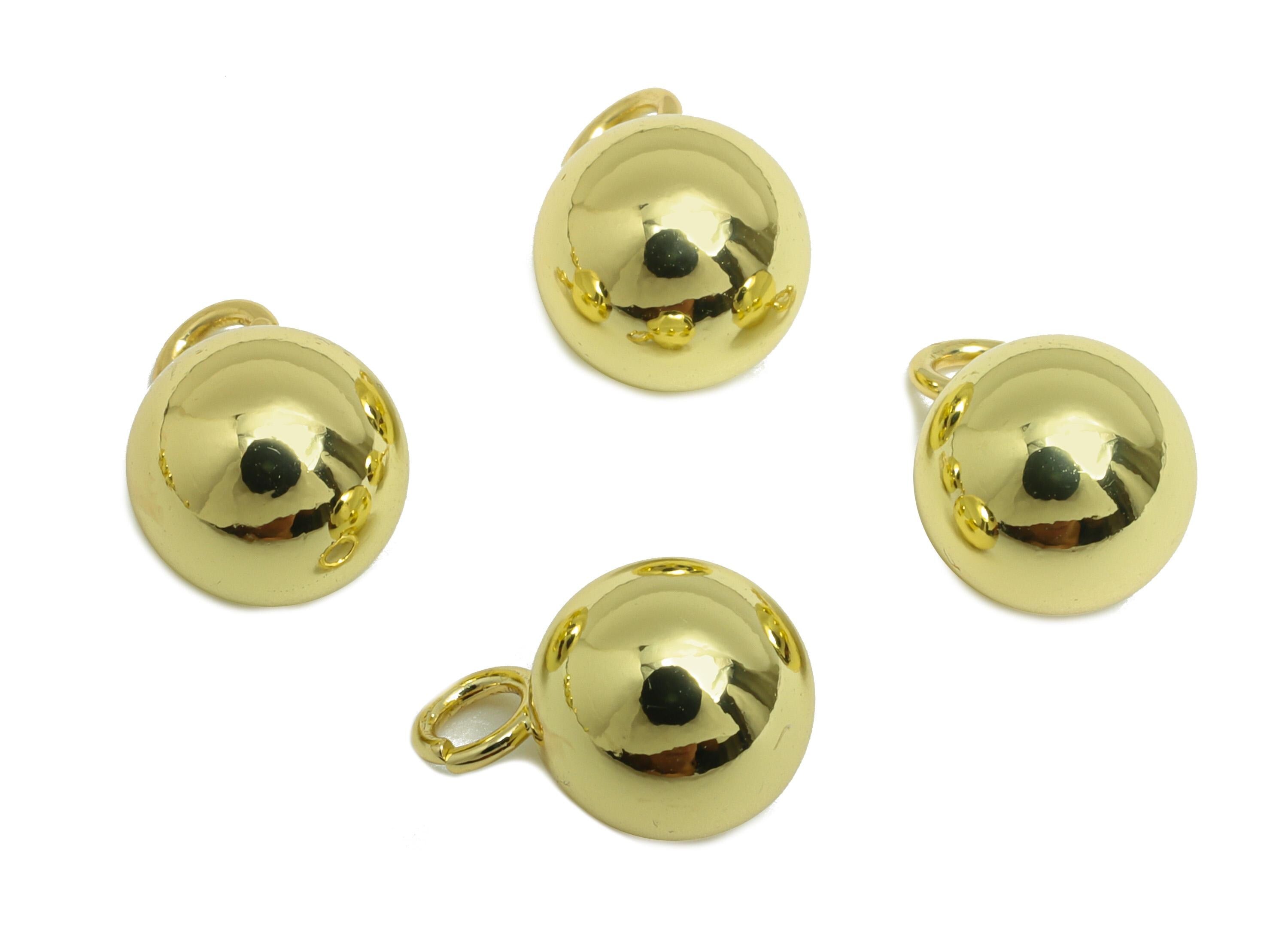 8mm Gold Spherical Charm with Loop - Brass Bead Earring Charm - Polished Gold Bead Charm - 18K Real Gold Plating - 12x8x8mm - RGP10226 - DOMEDBAZAAR