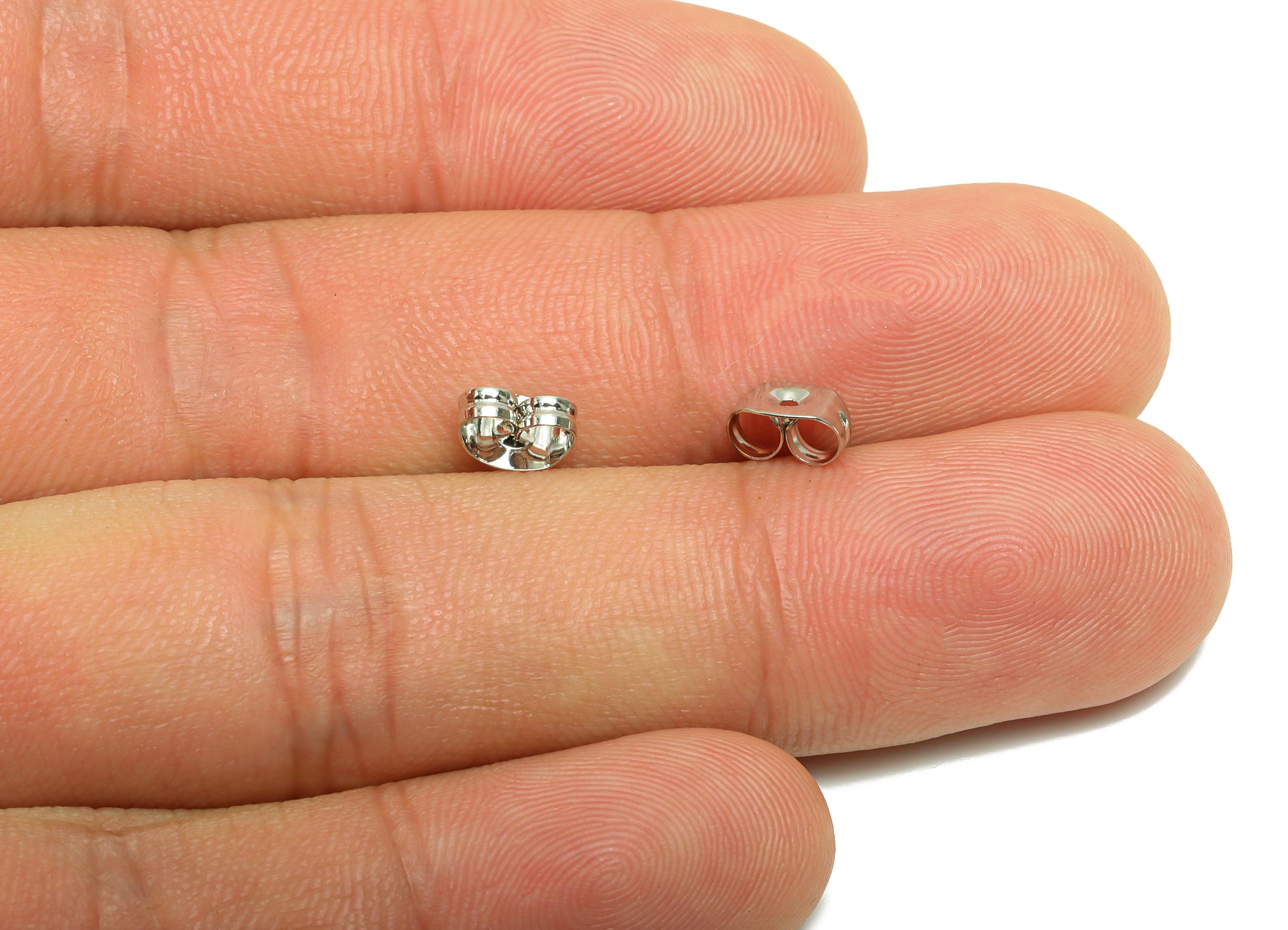 Brass Stud Earring Back Stopper - Earring Post Nuts Stopper - Earring Wire Backs  - 18K Real White Gold Plating - 6x4x0.26mm -RGP10256 - DOMEDBAZAAR