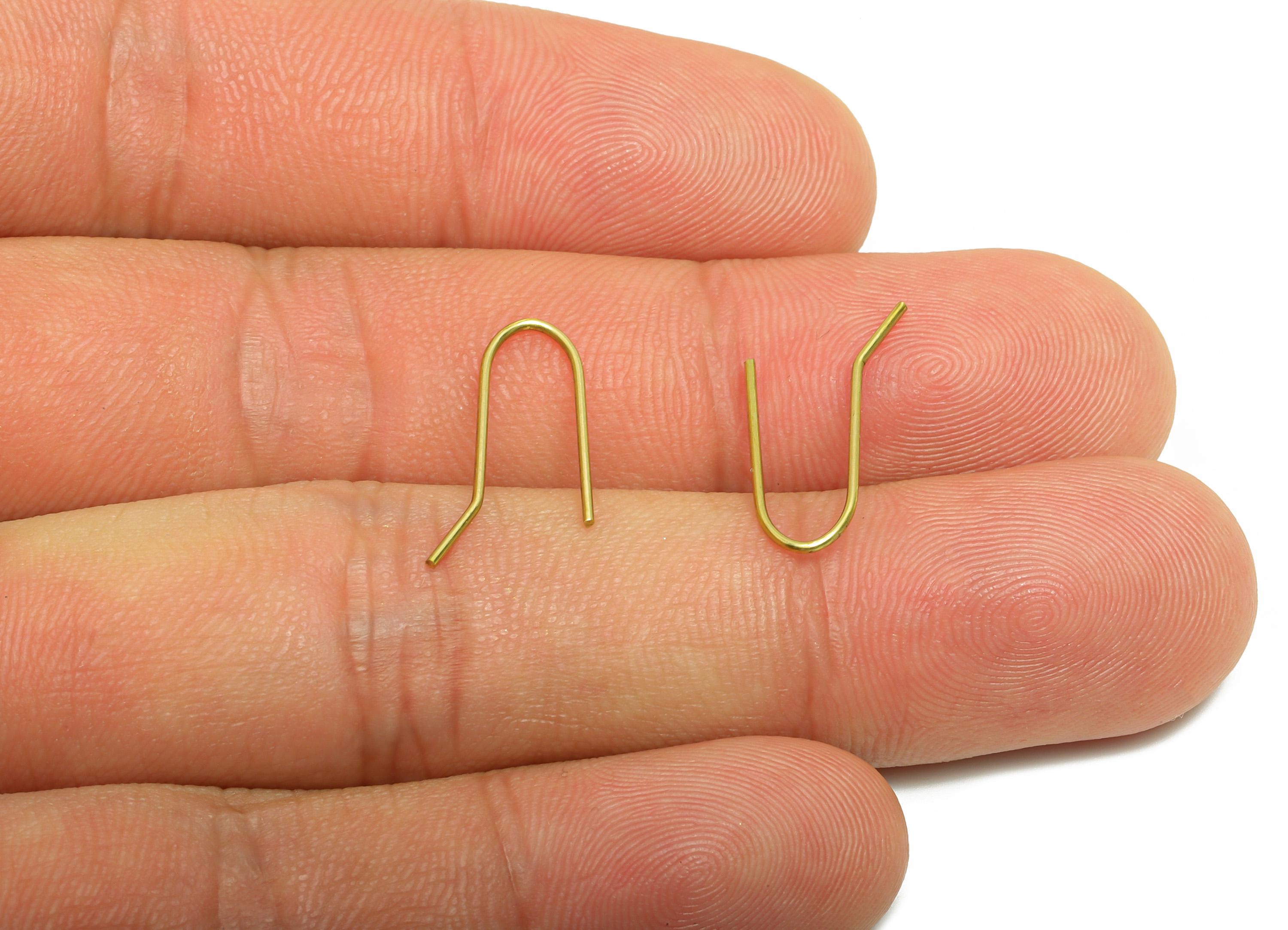 Brass Hook Wire Earring - Brass Minimalist Hook Wire - Simple Earring Hook for DIY Jewelry Making - Handmade Jewelry - 13x9x0.74mm - PP10959 - DOMEDBAZAAR