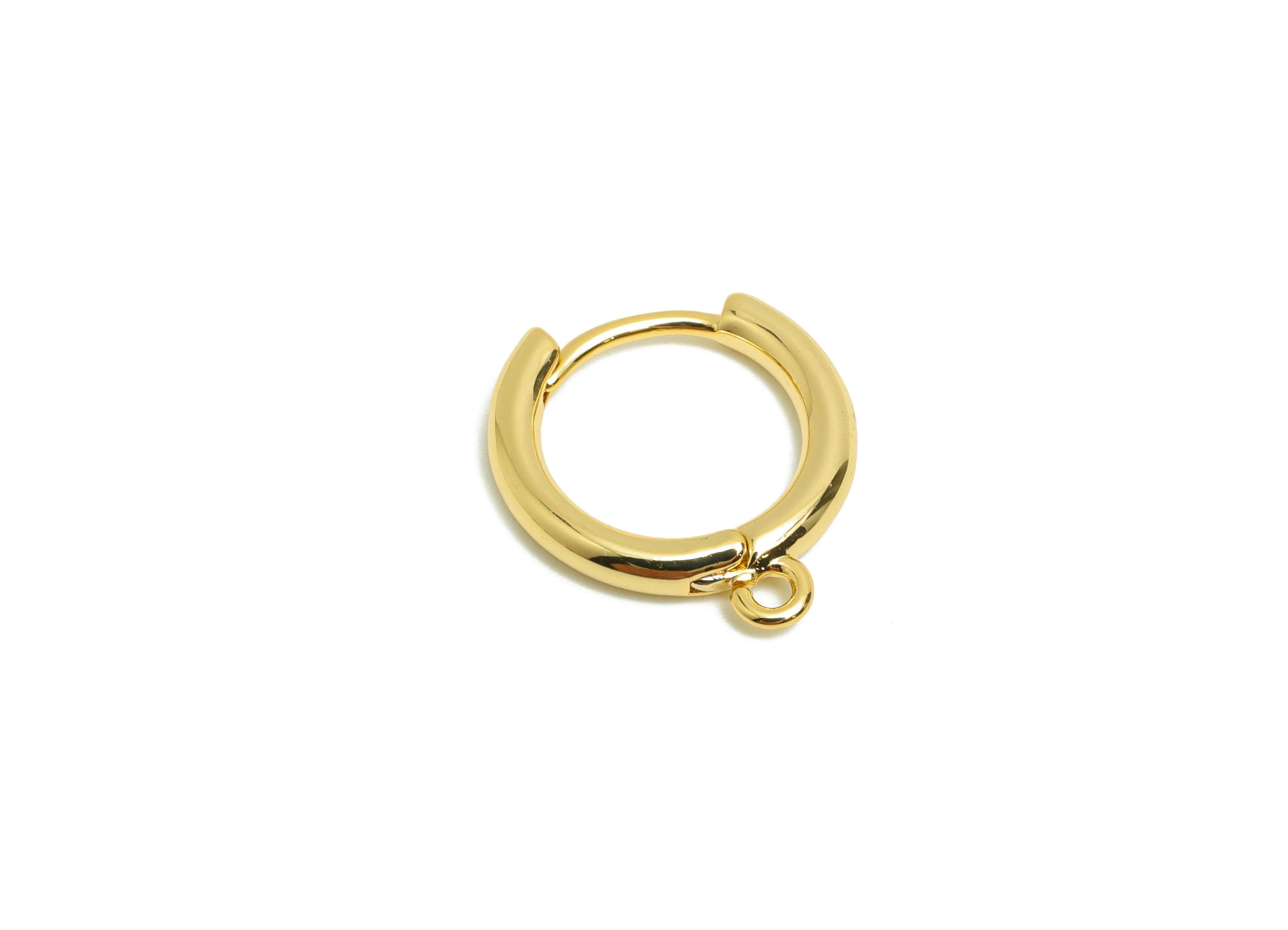 Brass 14*2mm Hoop Earring - Gold Huggie Earring for Girls - Daily Wear Earring with Loop - 18K Real Gold Plating -14.55x13.7x2.13mm- RGP8573 - DOMEDBAZAAR