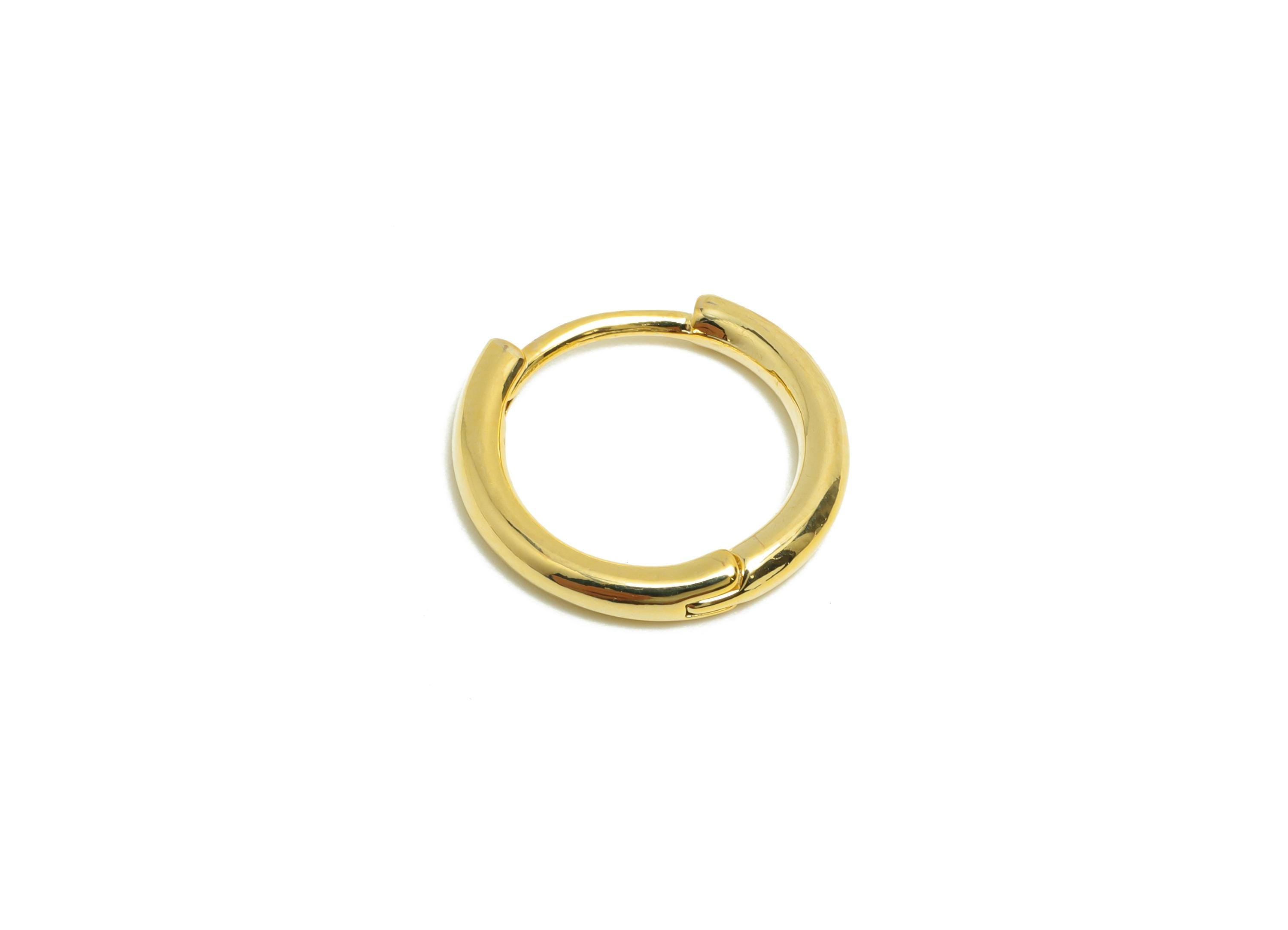 Brass Round Hoop Earring - Gold Huggie Earring for Girl&#39;s - Circle Daily Wear Earring - 18K Real Gold Plating - 15x15.9x2.12mm - RGP8577 - DOMEDBAZAAR