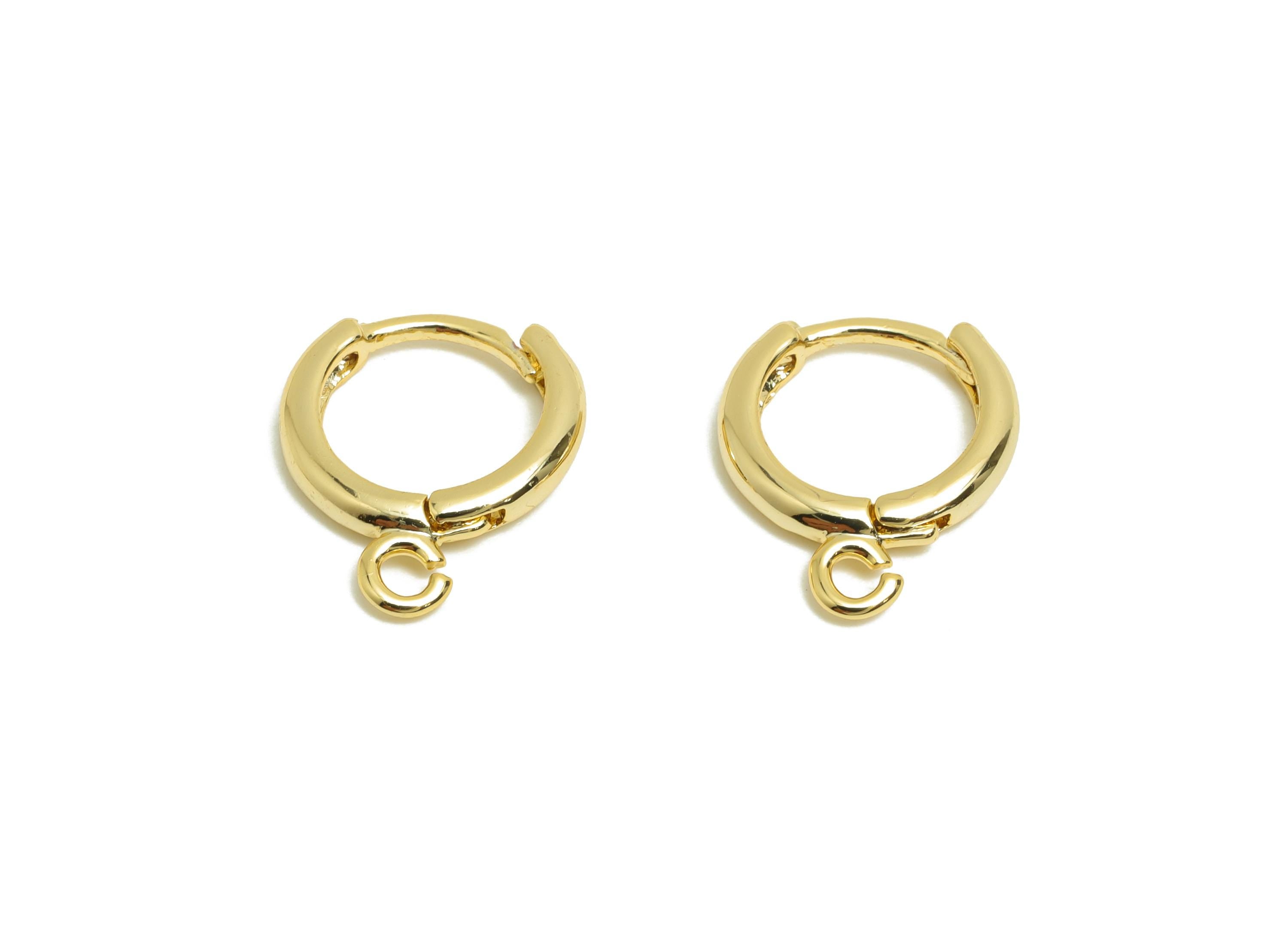 Brass Round Hoop Earring - Gold Huggie Earring for Girls - Daily Wear Earring with Loop - 18K Real Gold Plating - 14.2x11.8x2.3mm - RGP8578 - DOMEDBAZAAR
