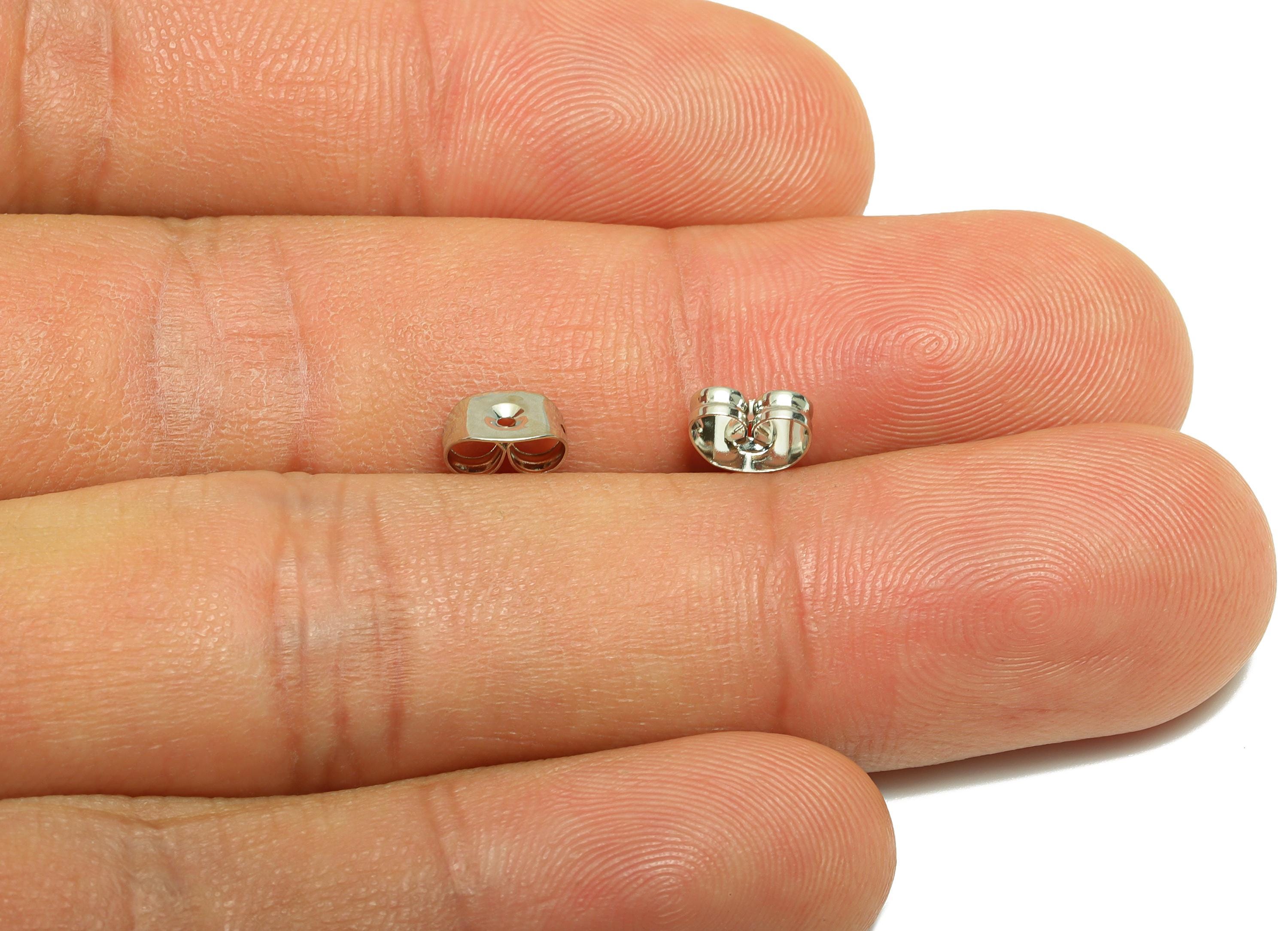 Brass Earring Stopper - White Butterfly Ear Backs - Minimalist Secure Clasp Used as Ear - 18K Real White Gold Plated- 6.5x4.4x3.4mm- RGP8931 - DOMEDBAZAAR