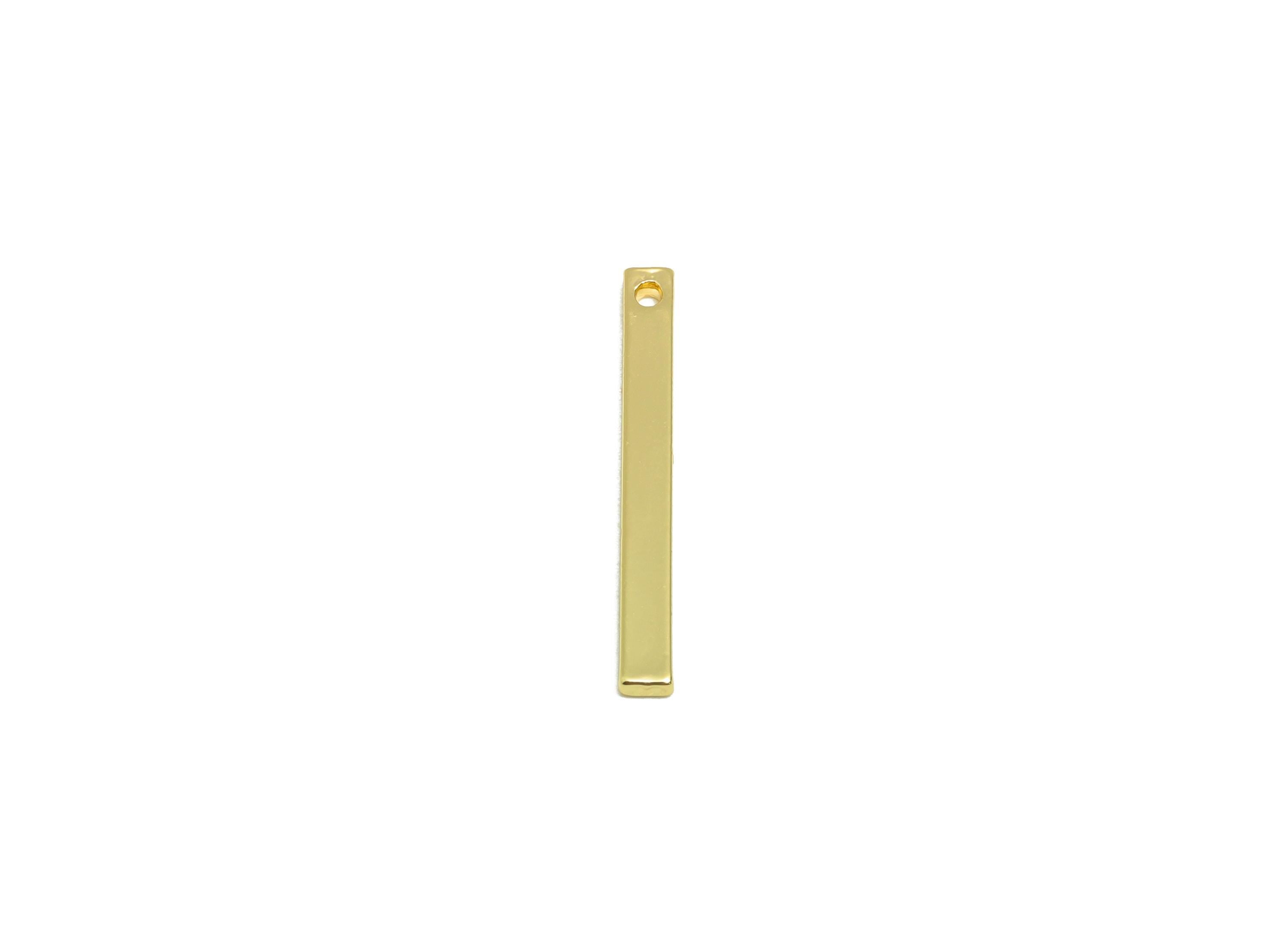 Gold Rectangular Bar Pendant - Brass Minimalist Bracelet Charm - Bar Making Necklace Accessory - 18K Real Gold Plating - 20x2x1mm - RGP8933 - DOMEDBAZAAR