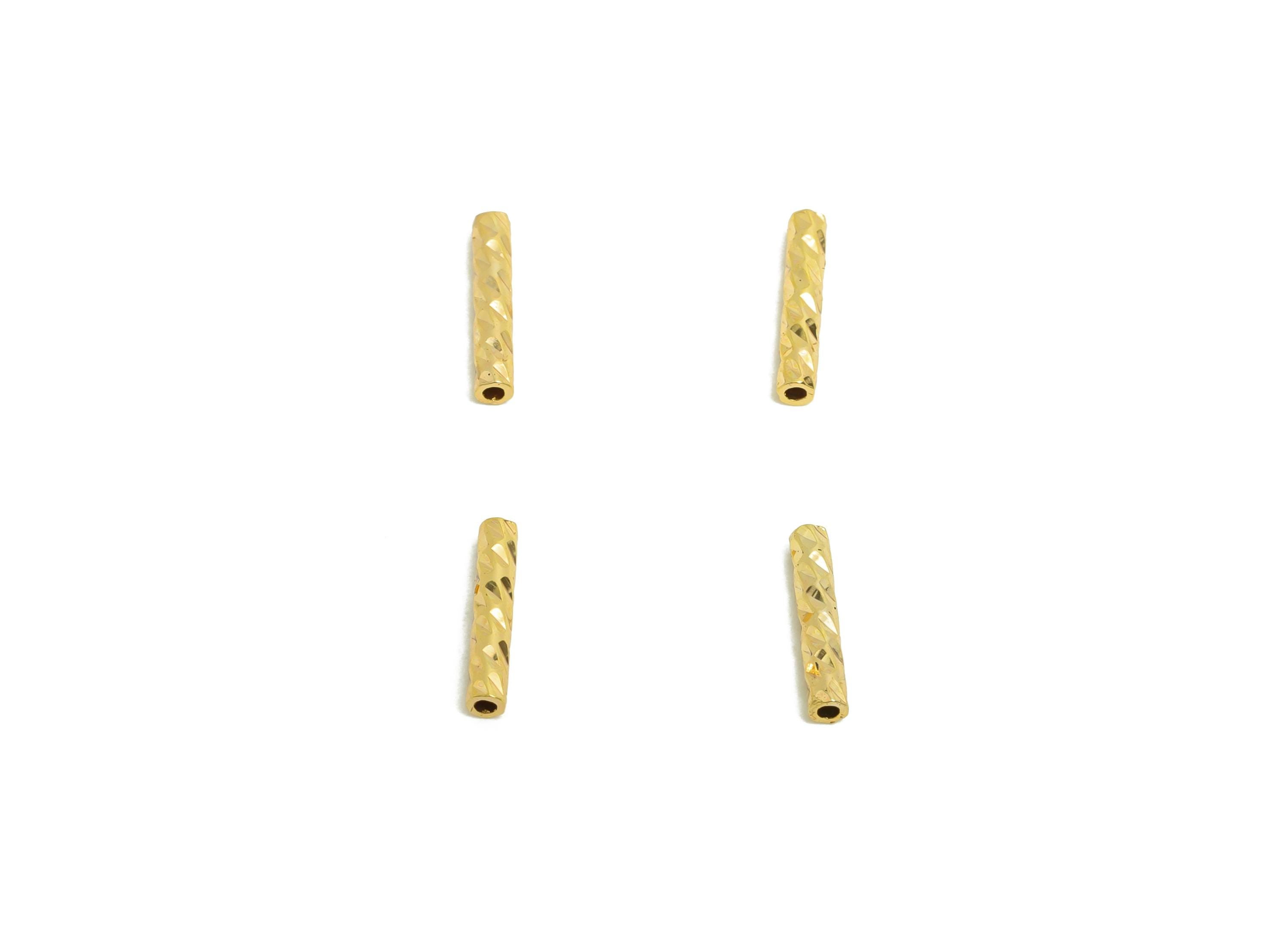 1.5*8 Batch Flower Straight Tube - Textured Circle Pipes for Geometric - For Air Plants - DIY Tubes -  18K Real Gold Plating - RGP9959 - DOMEDBAZAAR