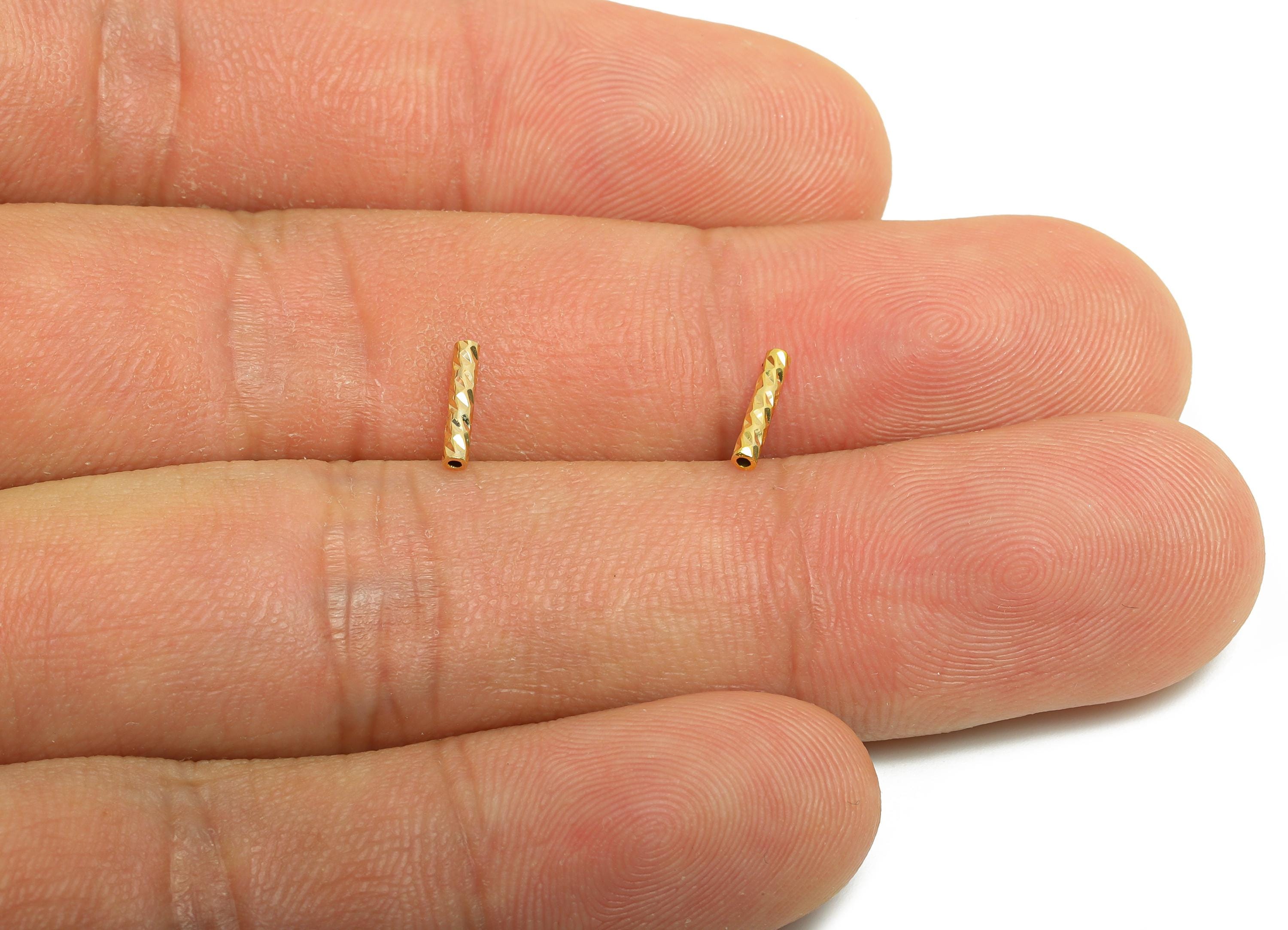 1.5*8 Batch Flower Straight Tube - Textured Circle Pipes for Geometric - For Air Plants - DIY Tubes -  18K Real Gold Plating - RGP9959 - DOMEDBAZAAR