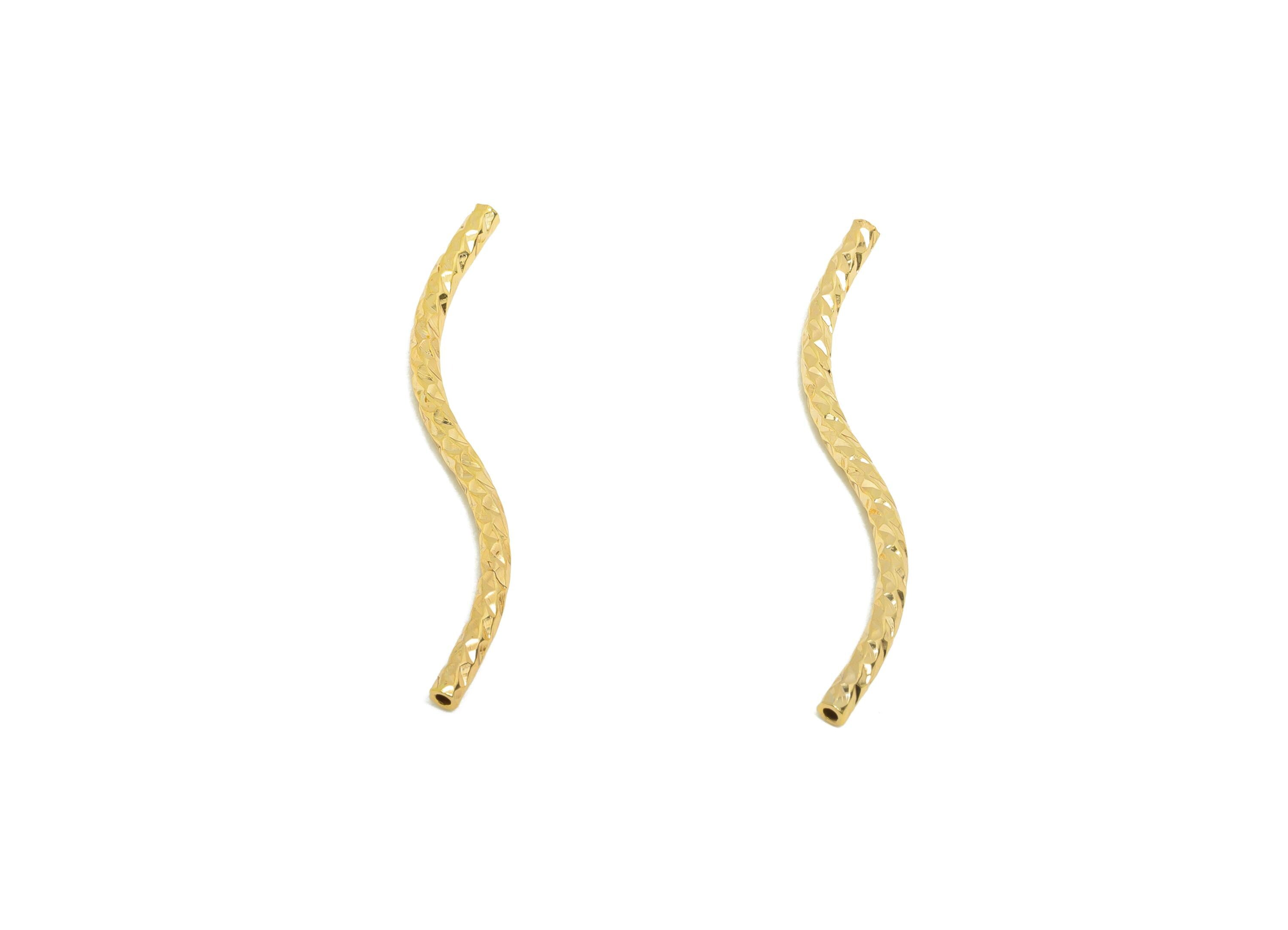 1.5*25 Batch Flower S Tube - Brass Textured Circle Pipes for Geometric Tubes - For Air Plants - 18K Real Gold Plated - RGP9965 - DOMEDBAZAAR