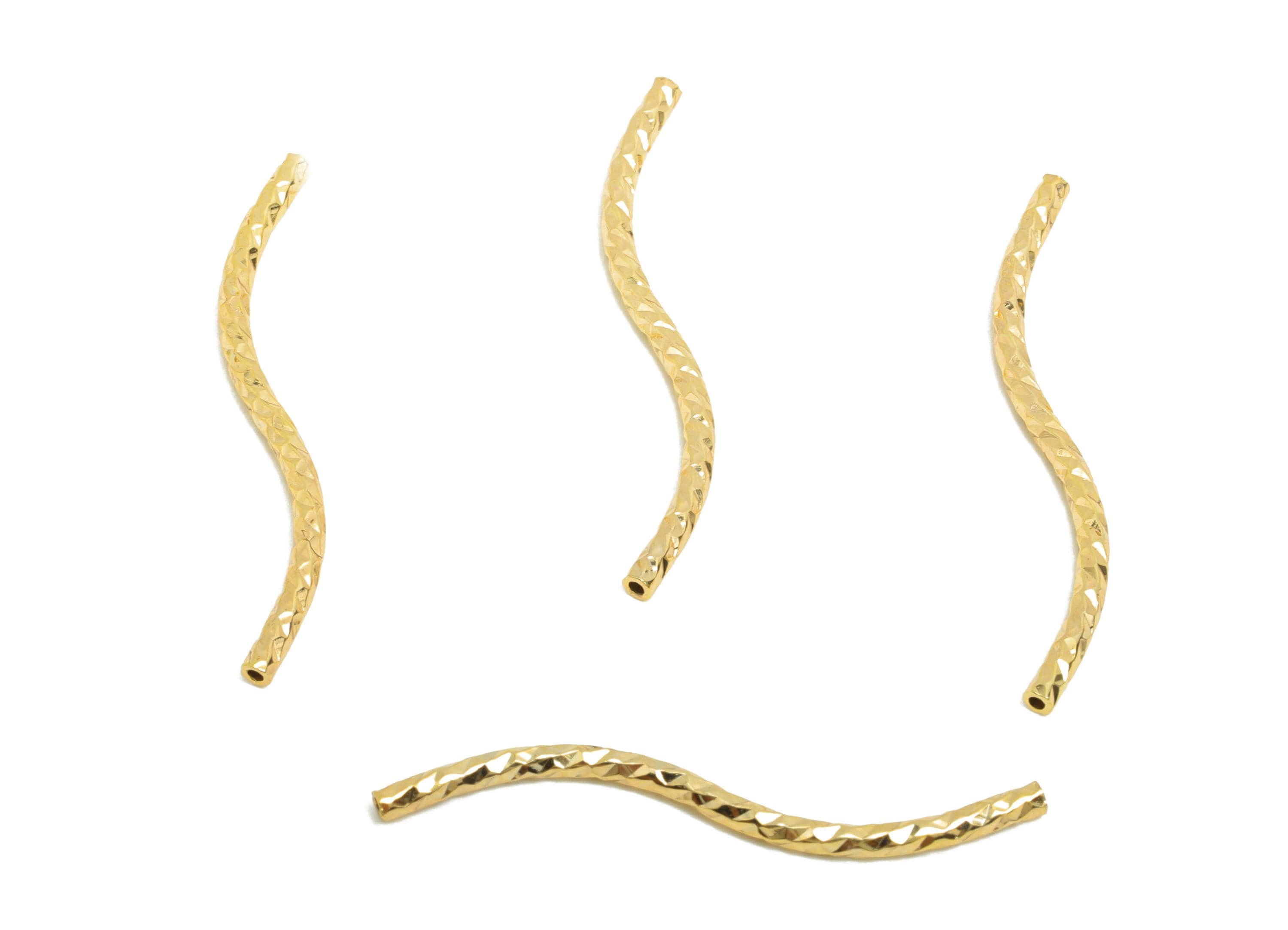 1.5*25 Batch Flower S Tube - Brass Textured Circle Pipes for Geometric Tubes - For Air Plants - 18K Real Gold Plated - RGP9965 - DOMEDBAZAAR