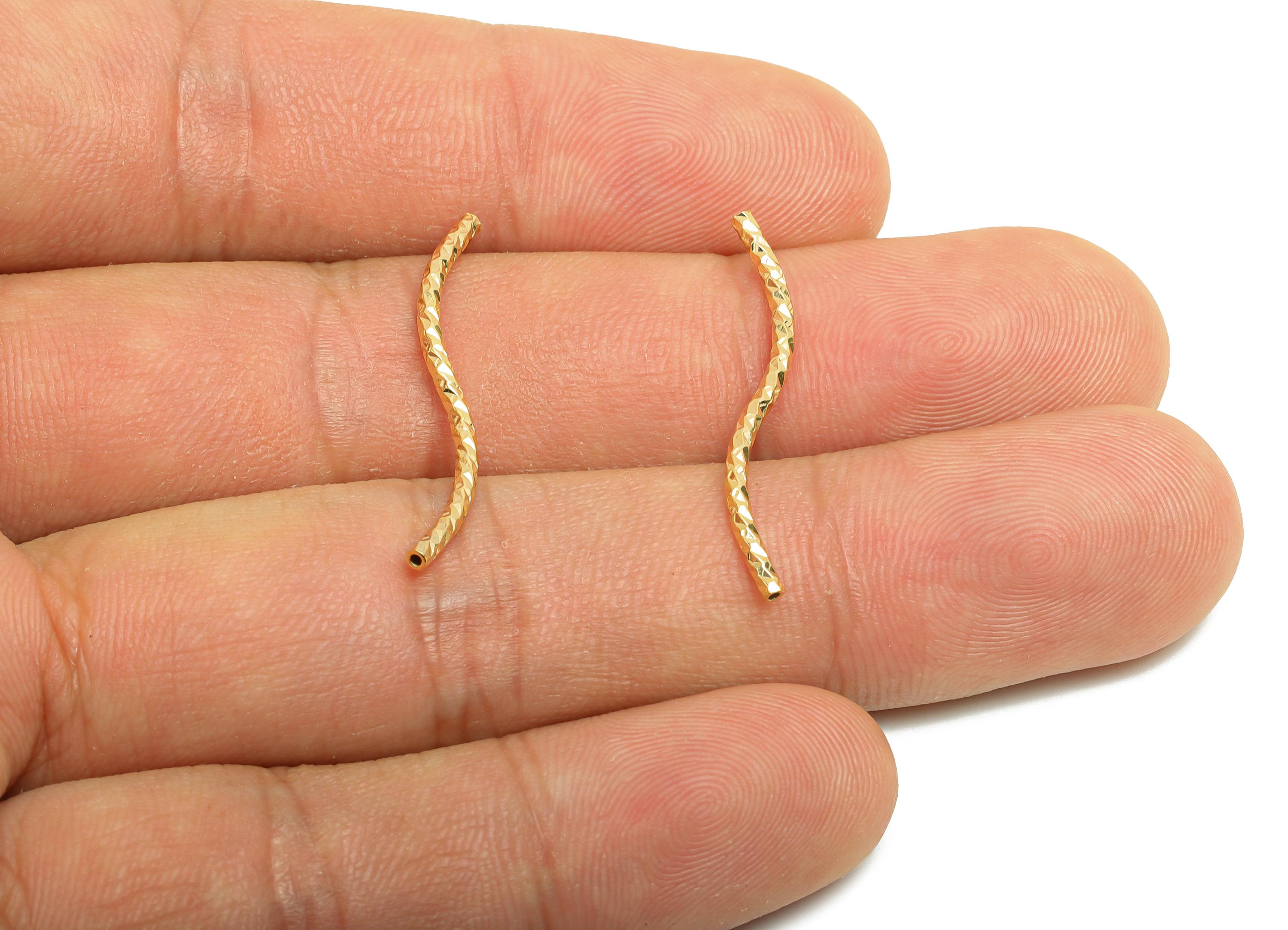 1.5*25 Batch Flower S Tube - Brass Textured Circle Pipes for Geometric Tubes - For Air Plants - 18K Real Gold Plated - RGP9965 - DOMEDBAZAAR