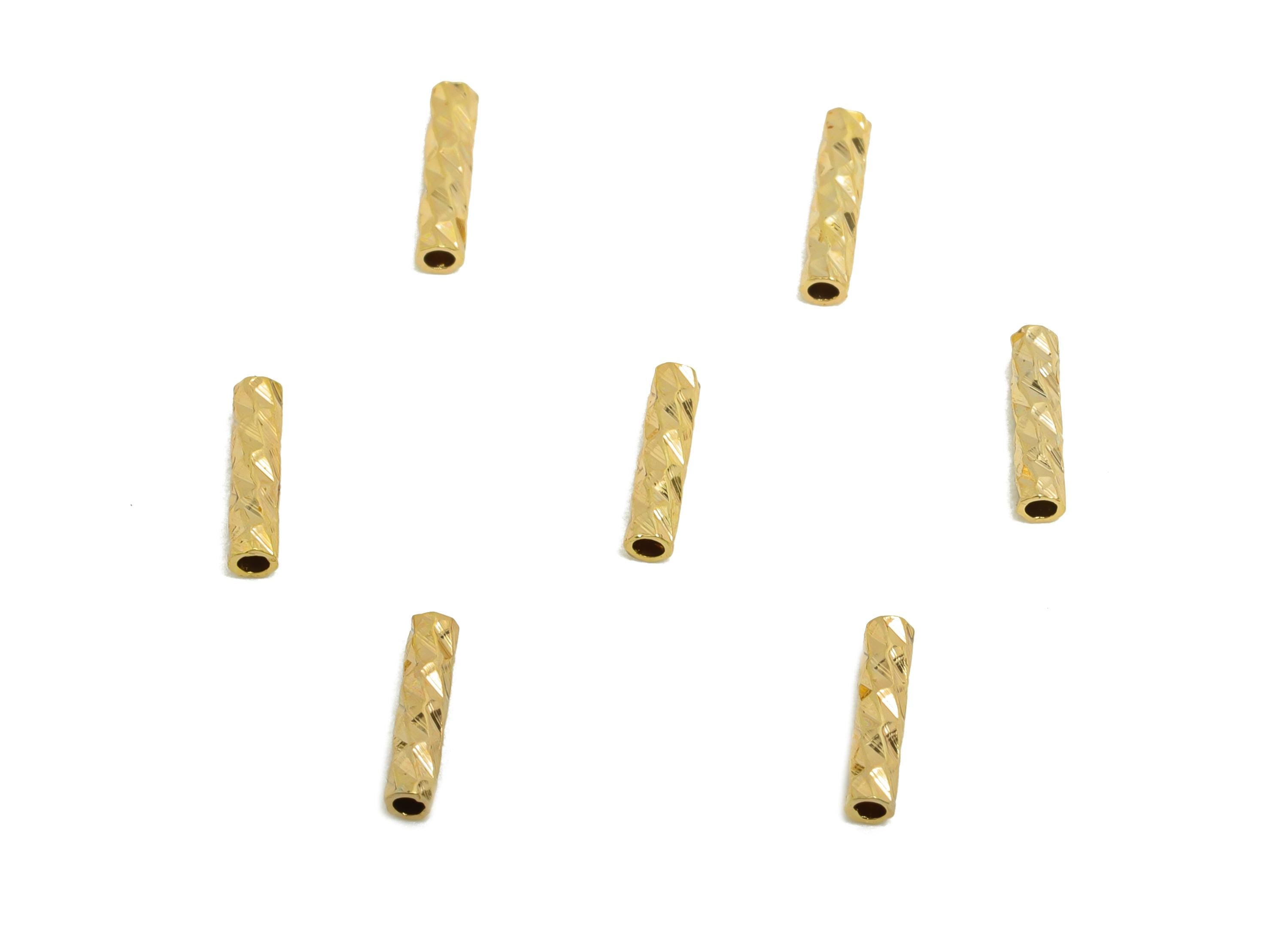 1.5*6 Batch Flower Straight Tube - Brass Textured Circle Pipes for Geometric - For Air Plants - DIY Tubes - 18K Real Gold Plating -  RGP9957 - DOMEDBAZAAR