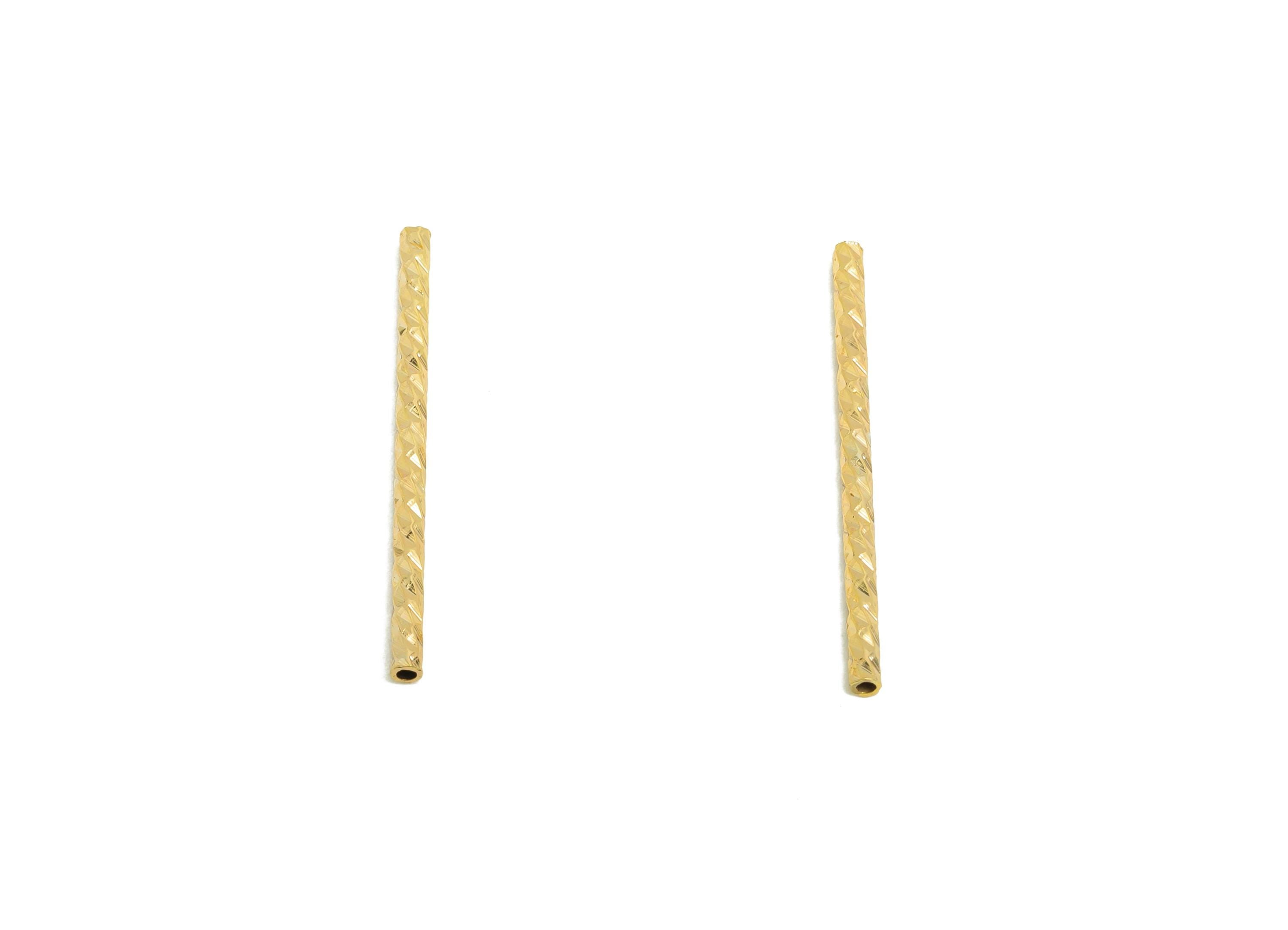 1.5*25 Batch Flower Straight Tube - Brass Textured Circle Pipes for Geometric - For Air Plants - DIY Tubes - 18K Real Gold Plating - RGP9963 - DOMEDBAZAAR