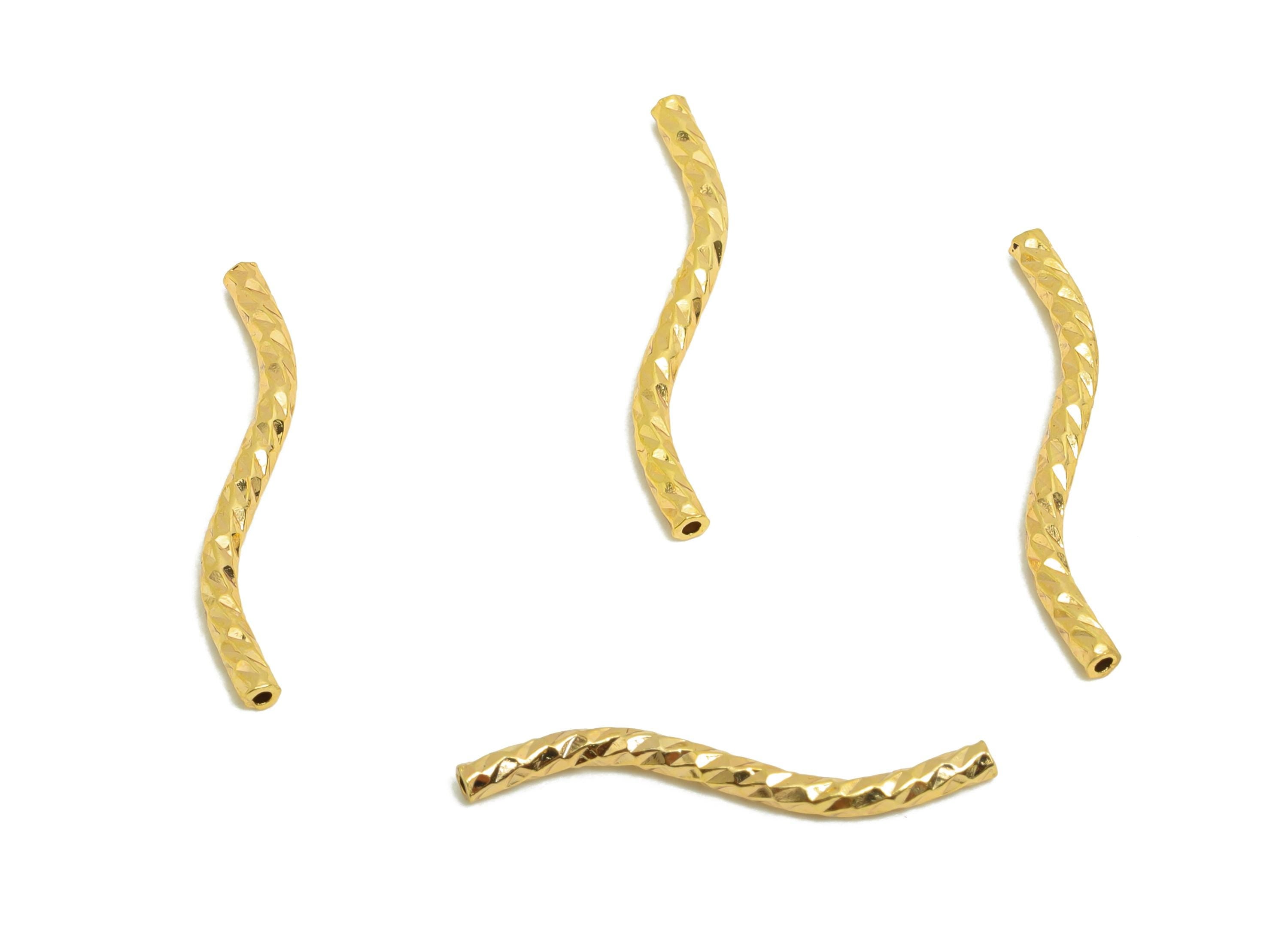 1.5*20 Batch Flower S Tube - Brass Textured Circle Pipes for Geometric Tubes - For Air Plants - 18K Real Gold Plating - RGP9964 - DOMEDBAZAAR