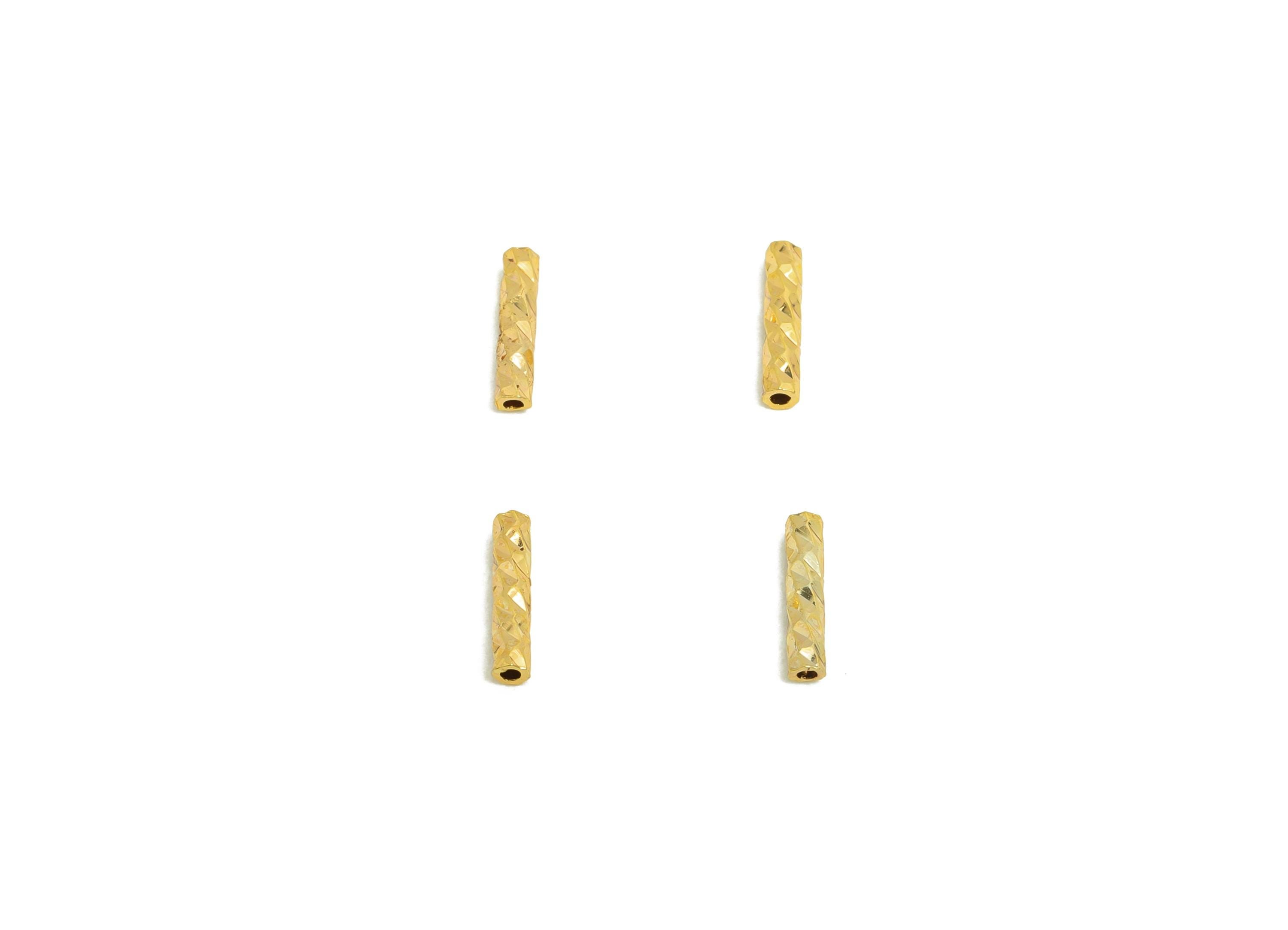 1.5*7 Batch Flower Straight Tube - Brass Textured Circle Pipes for Geometric - For Air Plants - DIY Tubes  - 18K Real Gold Plating - RGP9958 - DOMEDBAZAAR