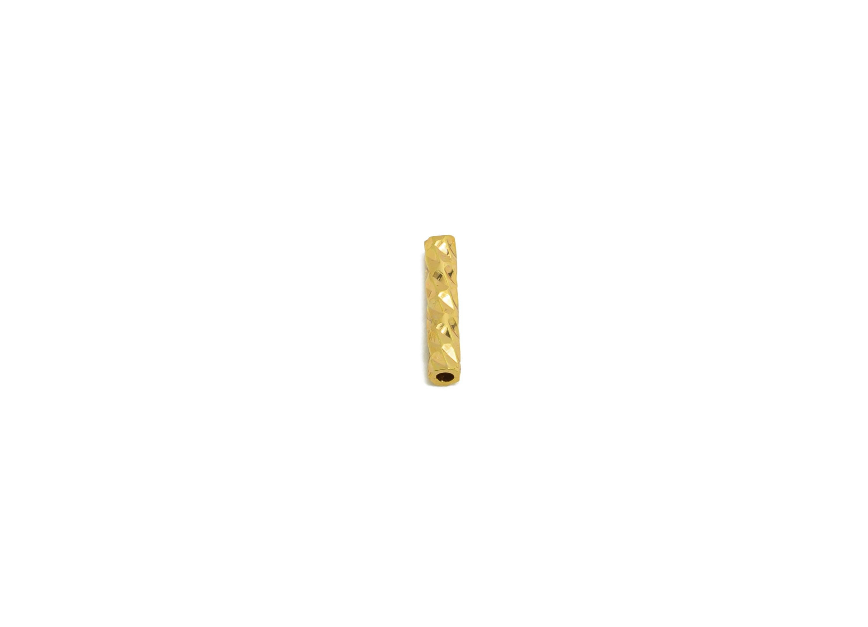 1.5*7 Batch Flower Straight Tube - Brass Textured Circle Pipes for Geometric - For Air Plants - DIY Tubes  - 18K Real Gold Plating - RGP9958 - DOMEDBAZAAR