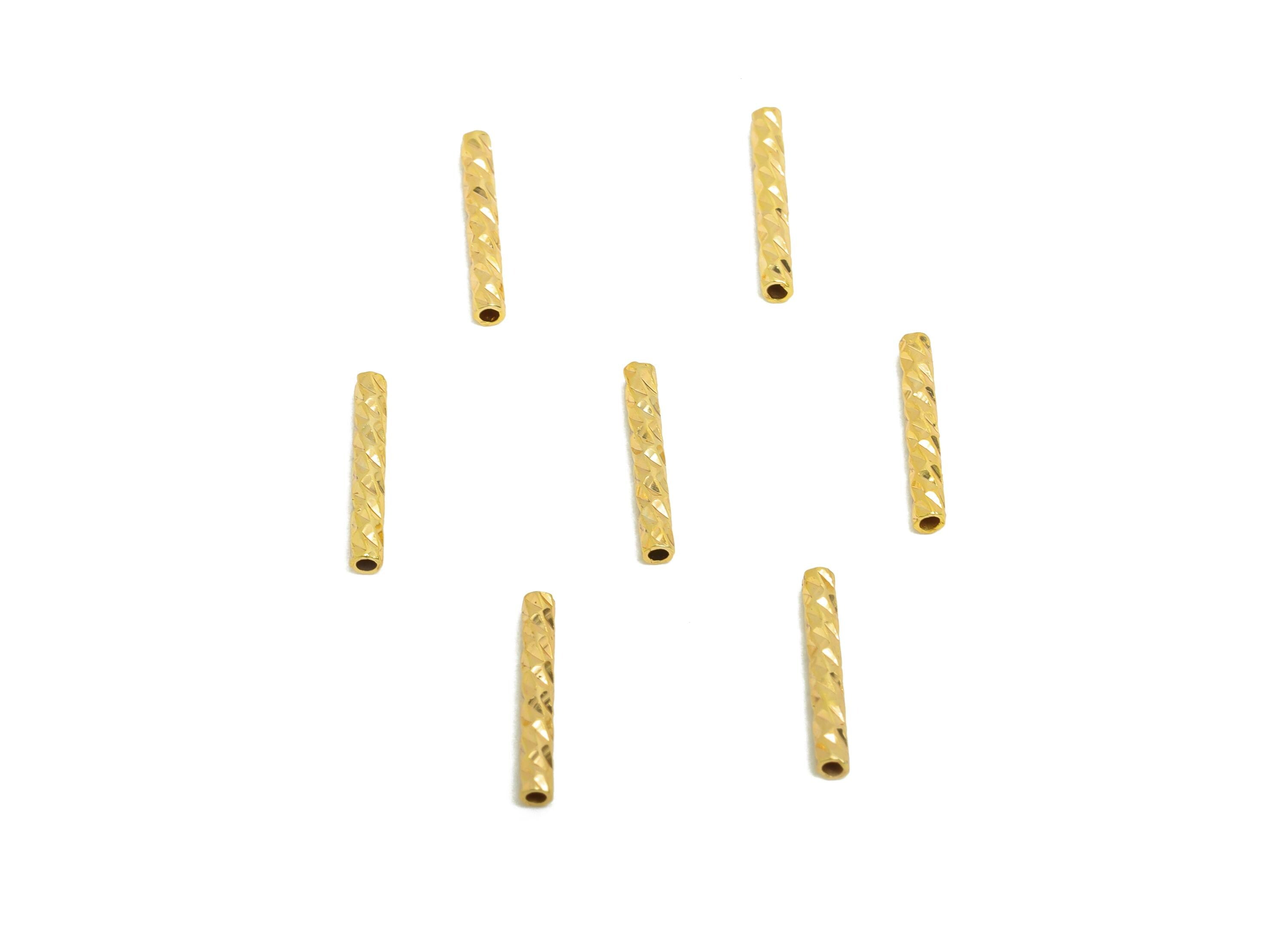 1.5*10 Batch Flower Straight Tube - Brass Textured Circle Pipes for Geometric - For Air Plants - DIY Tubes - 18K Real Gold Plating - RGP9960 - DOMEDBAZAAR
