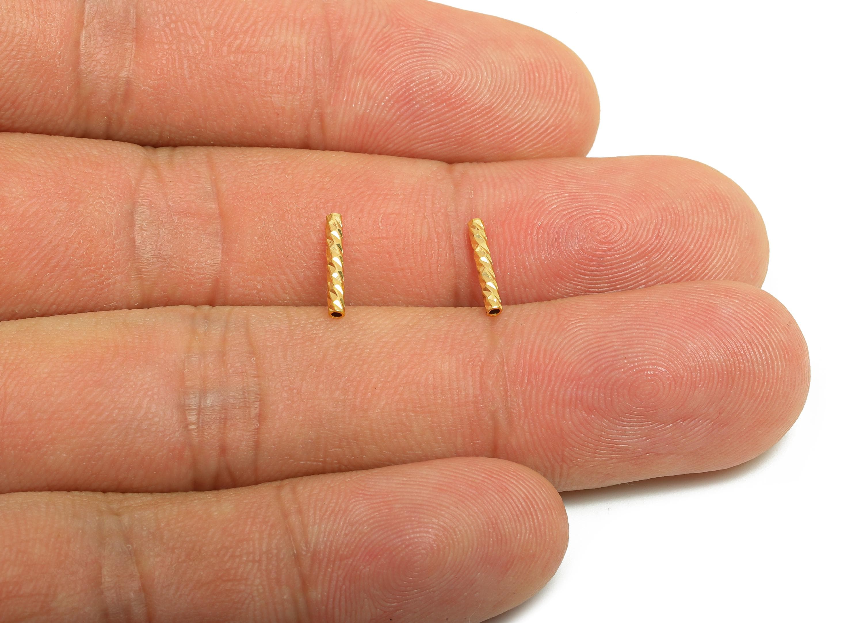 1.5*10 Batch Flower Straight Tube - Brass Textured Circle Pipes for Geometric - For Air Plants - DIY Tubes - 18K Real Gold Plating - RGP9960 - DOMEDBAZAAR