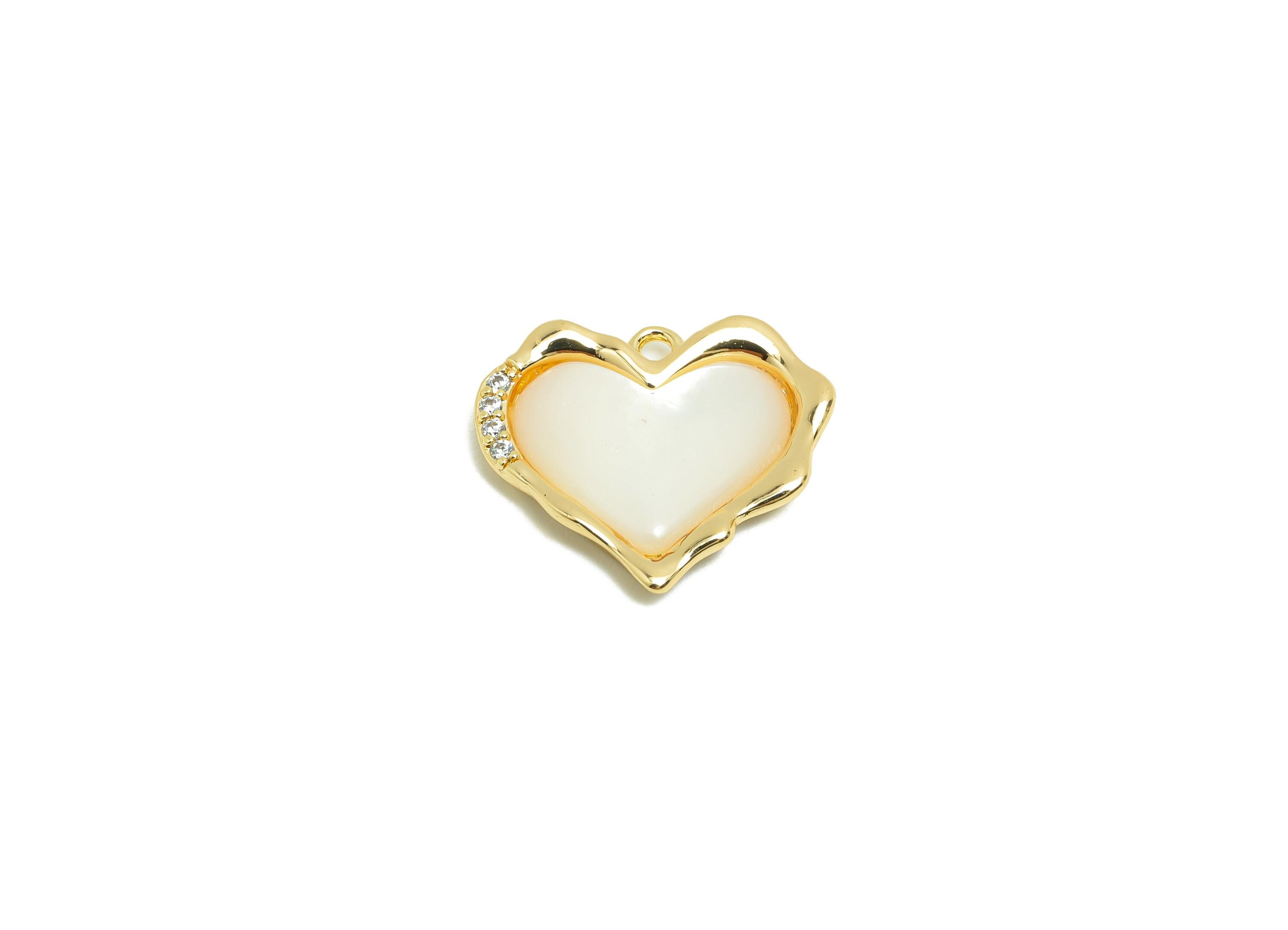 Brass Shell Earring Charm - Brass Heart Shell  Charm - Vintage Charm - Brass Heart Pendant - 18K Real Gold Plated - 16x14x2mm - RGP9989 - DOMEDBAZAAR