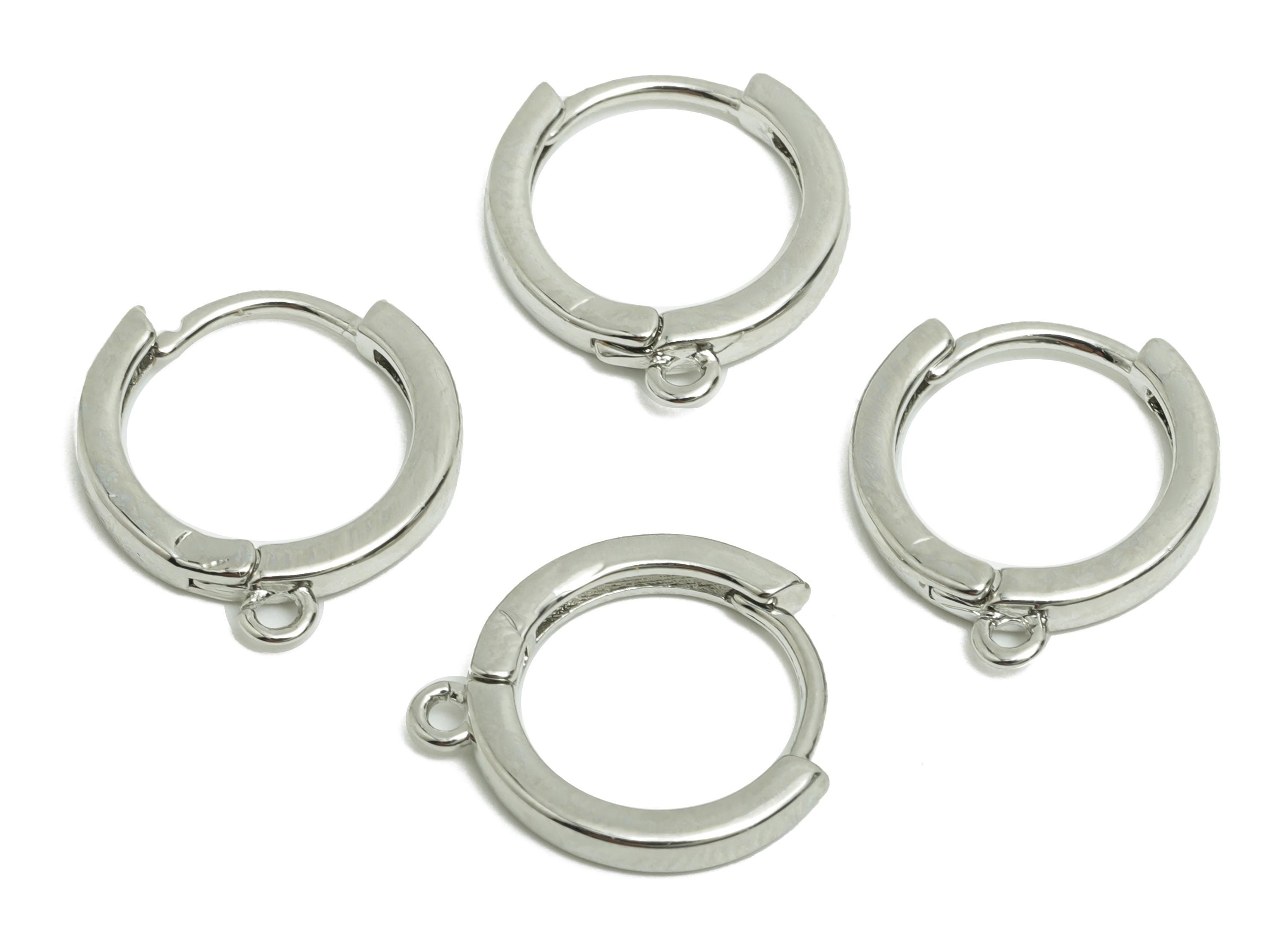 Brass 14*2mm Hoop Earring - White Huggie Earring for Girls - Daily Wear Earring - 18K Real White Gold Plating - 15.45x13.76x2.3mm - RGP8580 - DOMEDBAZAAR