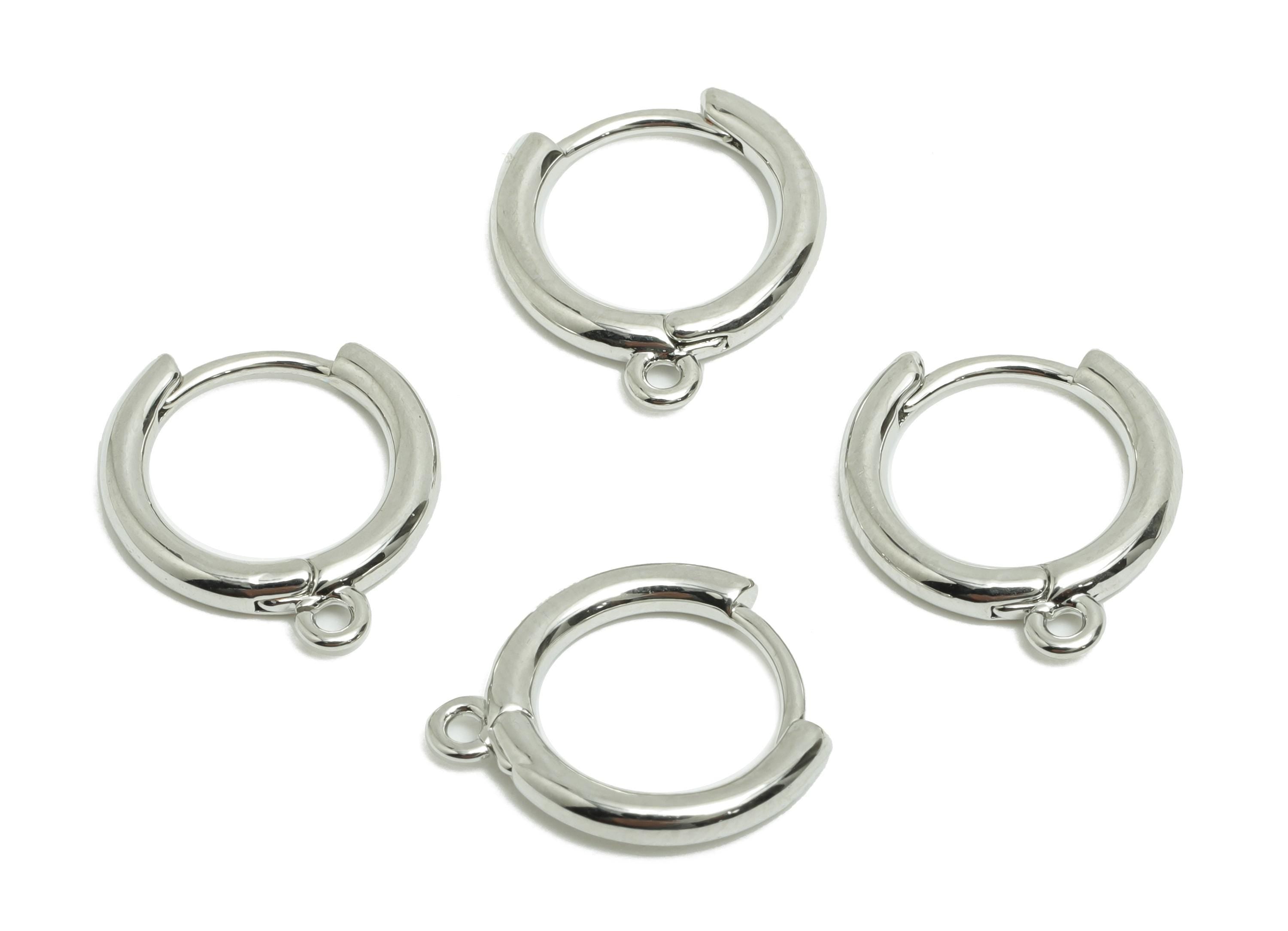 Brass 14*2mm Hoop Earring - White Huggie Earring for Girls - Daily Wear Earring - 18K Real White Gold Plating - 14.55x13.7x2.13mm - RGP8581 - DOMEDBAZAAR