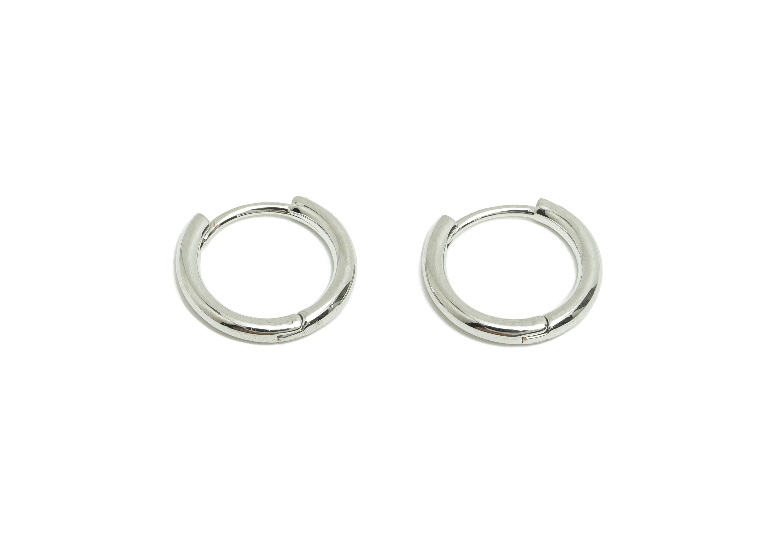 Brass 16*2mm Hoop Earring - White Huggie Earring for Girls - Daily Wear Hoop Earring - 18K Real White Gold Plating -15x15.9x2.12mm - RGP8585 - DOMEDBAZAAR