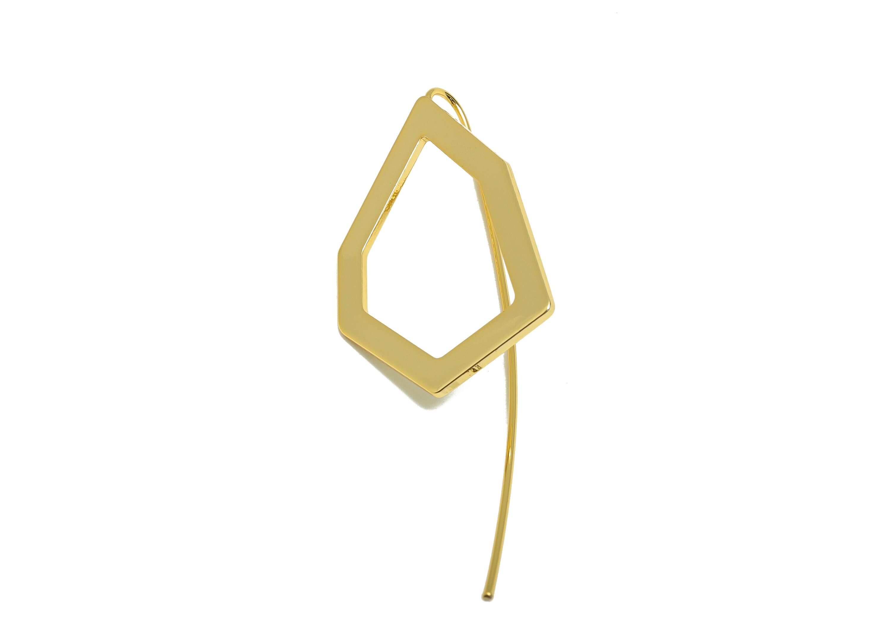 Brass Irregular Earring - Gold Minimalist Earring Wire for Woman&#39;s - Geometry Earring Wire - 18K Real Gold Plating - 50x20x1.03mm - RGP8944 - DOMEDBAZAAR