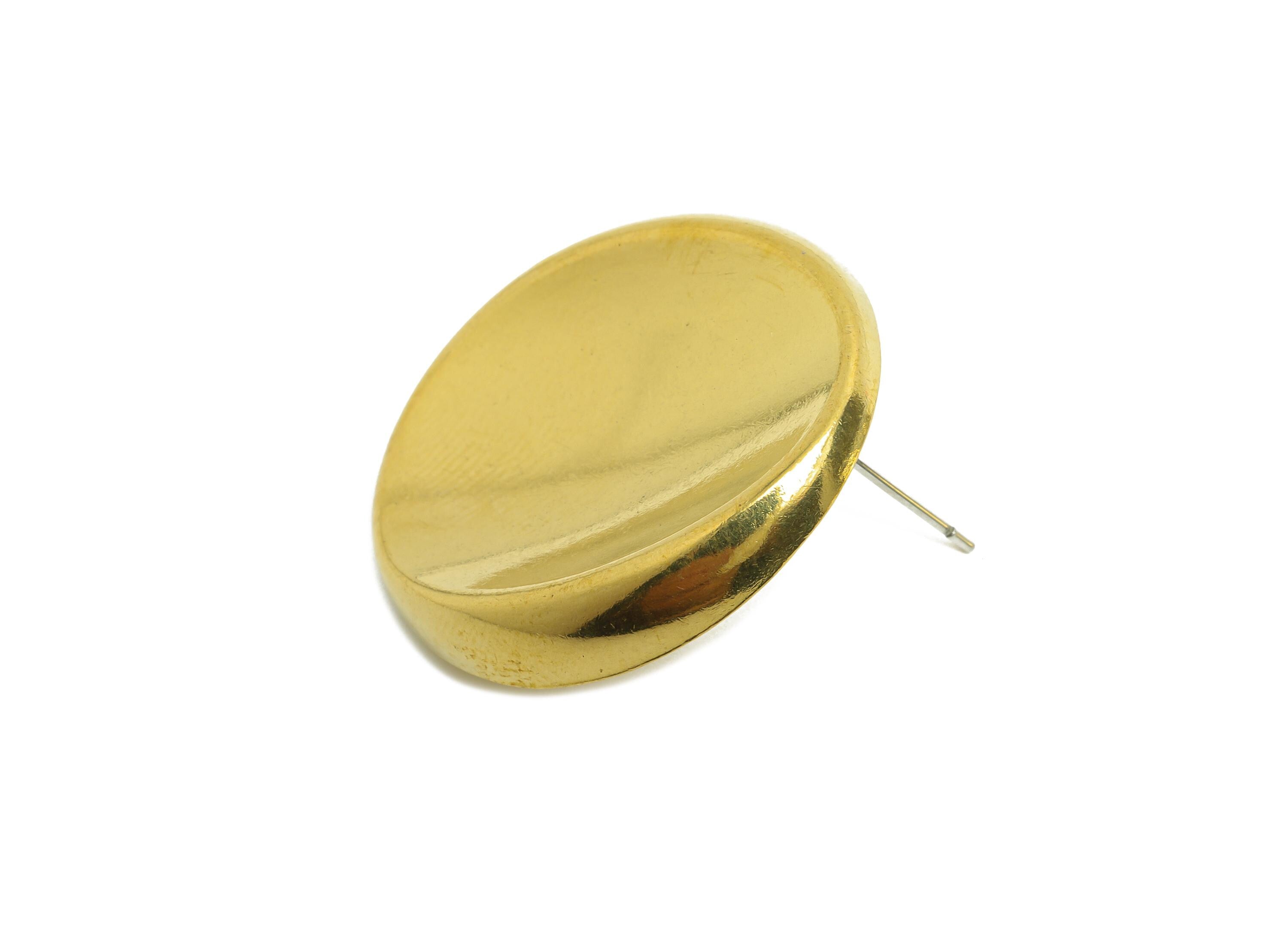 Brass Sunken Earring Stud - Raw Brass Minimalist Oval  Flat Disc Design Earring Stud - Simple and Chic Earrings - 29.68x27x4mm - PP10796 - DOMEDBAZAAR