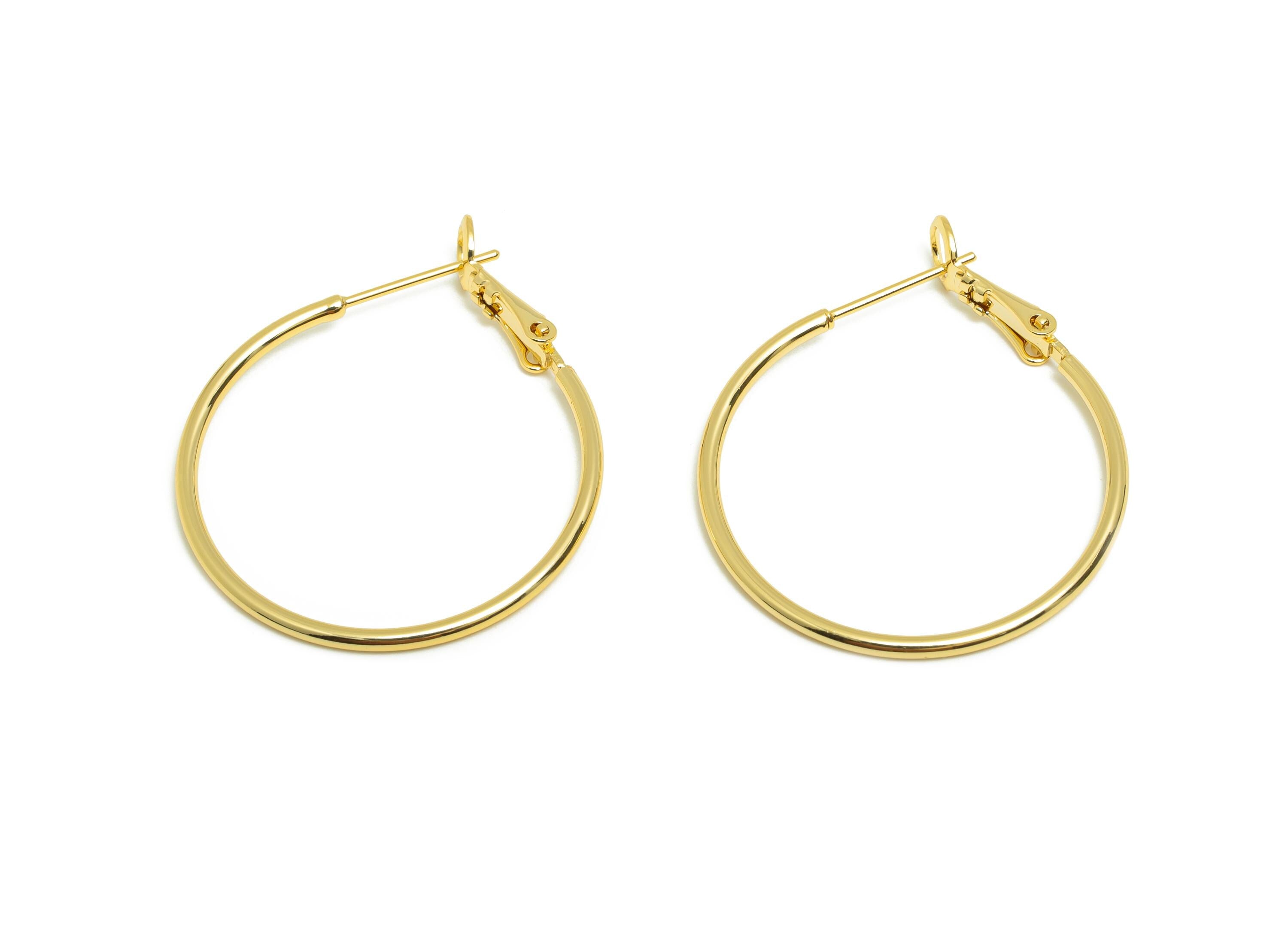 Brass Circle Hoop Earring - Gold Minimalist Huggie Earring - Round Daily Wear Earring - 18K Real Gold Plated - 34.55x30.17x1.48mmm - RGP8970 - DOMEDBAZAAR