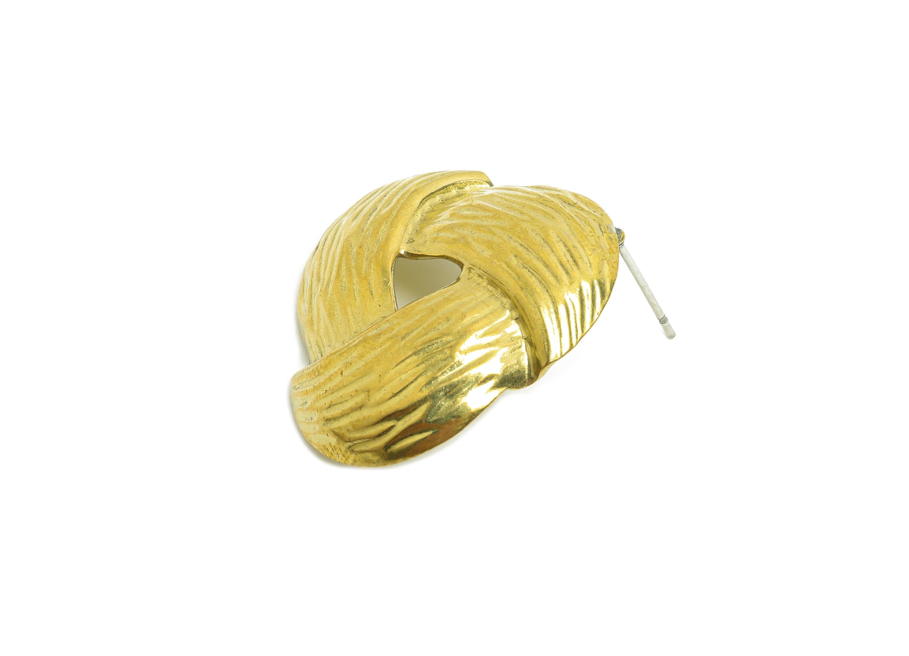 Vintage Knot Earring Post - Raw Brass Textured Knot Stud Earrings for Women - Brass Classic Woven Knot Earring Stud - 27x27x4.8mm - PP10814 - DOMEDBAZAAR