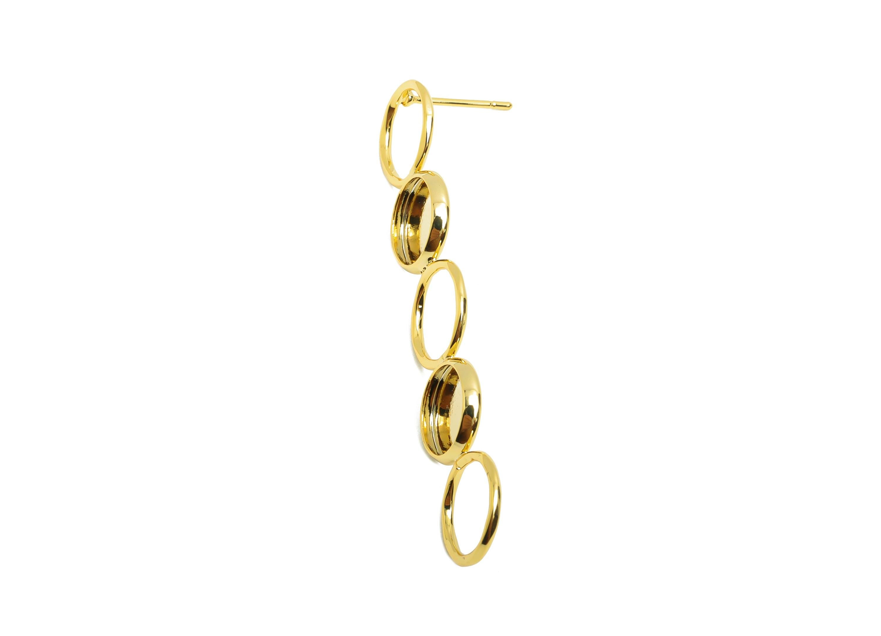 Brass Round Earring Stud - Circle Earring Post for Woman&#39;s - Gold Geometry Stud Earring - 18K Real Gold Plating - 51.63x10.15x1.04mm-RGP8721 - DOMEDBAZAAR