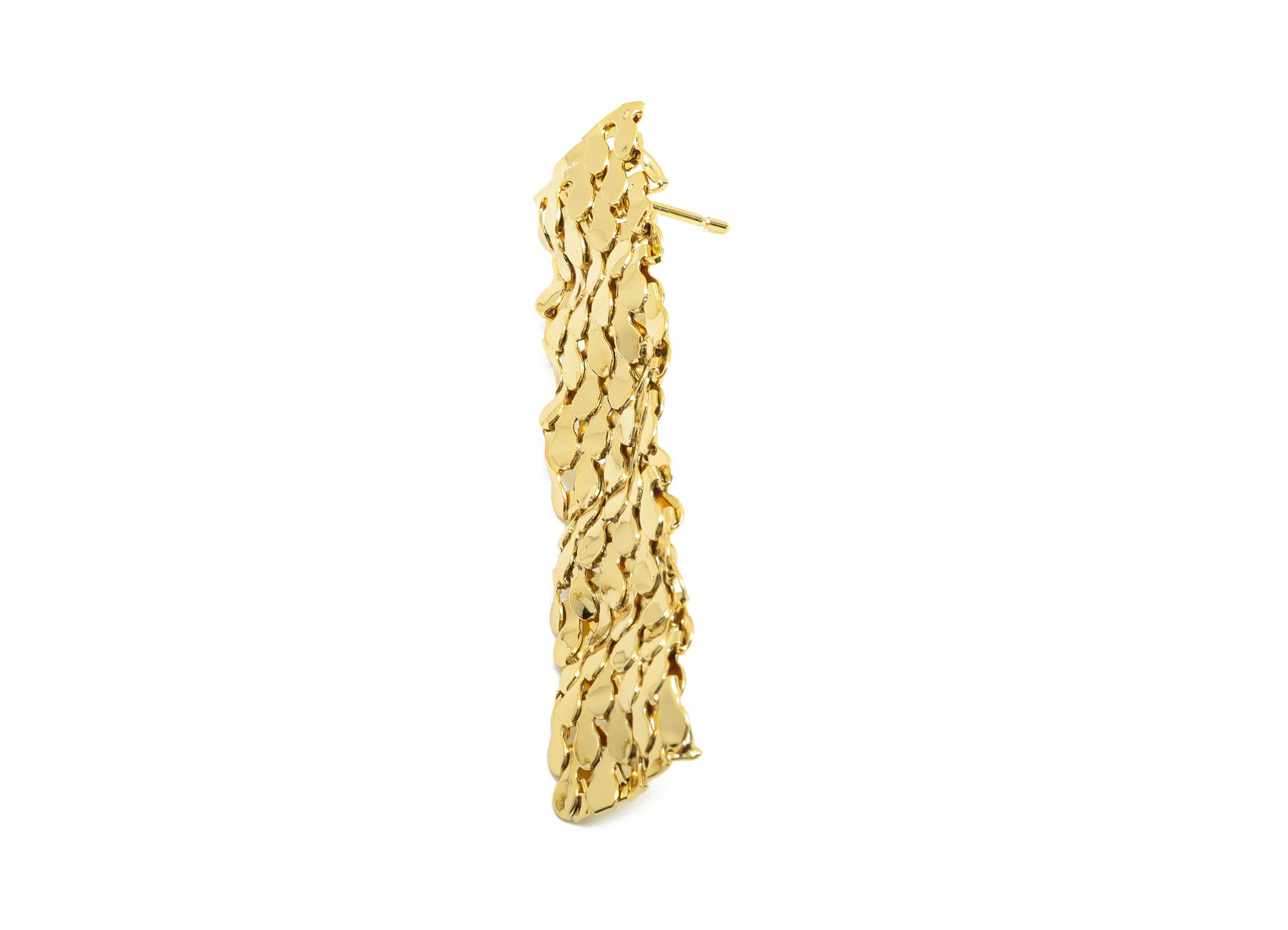 Brass Rectangle Earring Stud - Gold Earring Post for Woman&#39;s - Wave Rectangle Earring - 18K Real Gold Plating - 43.4x13.1x1.8mm - RGP8730 - DOMEDBAZAAR
