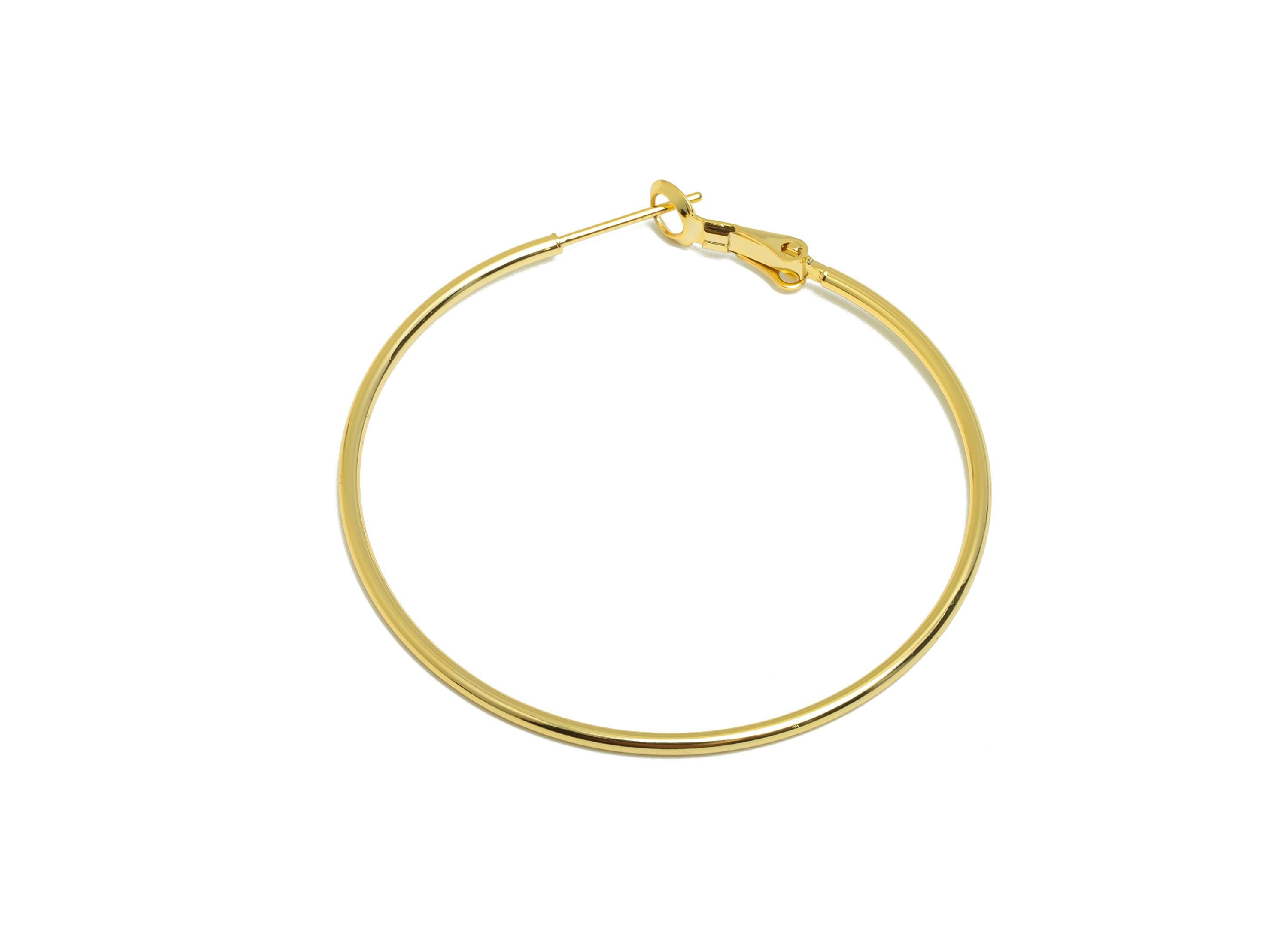 Brass Circle Hoop Earring - Gold Minimalist Huggie Earring - Huge Round Daily Wear Ear - 18K Real Gold Plated - 47.28x44.98x1.49mm - RGP8985 - DOMEDBAZAAR