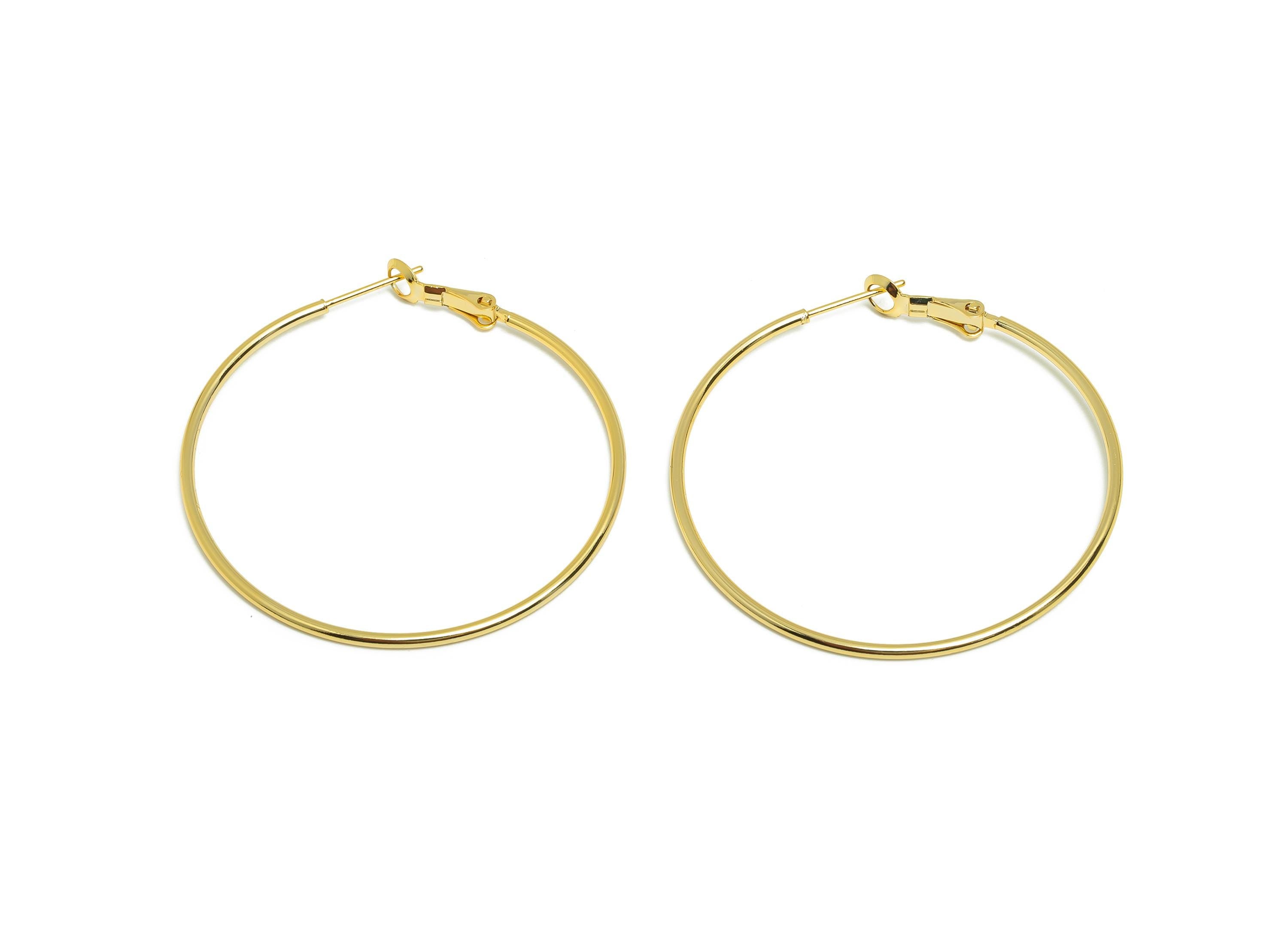 Brass Circle Hoop Earring - Gold Minimalist Huggie Earring - Huge Round Daily Wear Ear - 18K Real Gold Plated - 47.28x44.98x1.49mm - RGP8985 - DOMEDBAZAAR