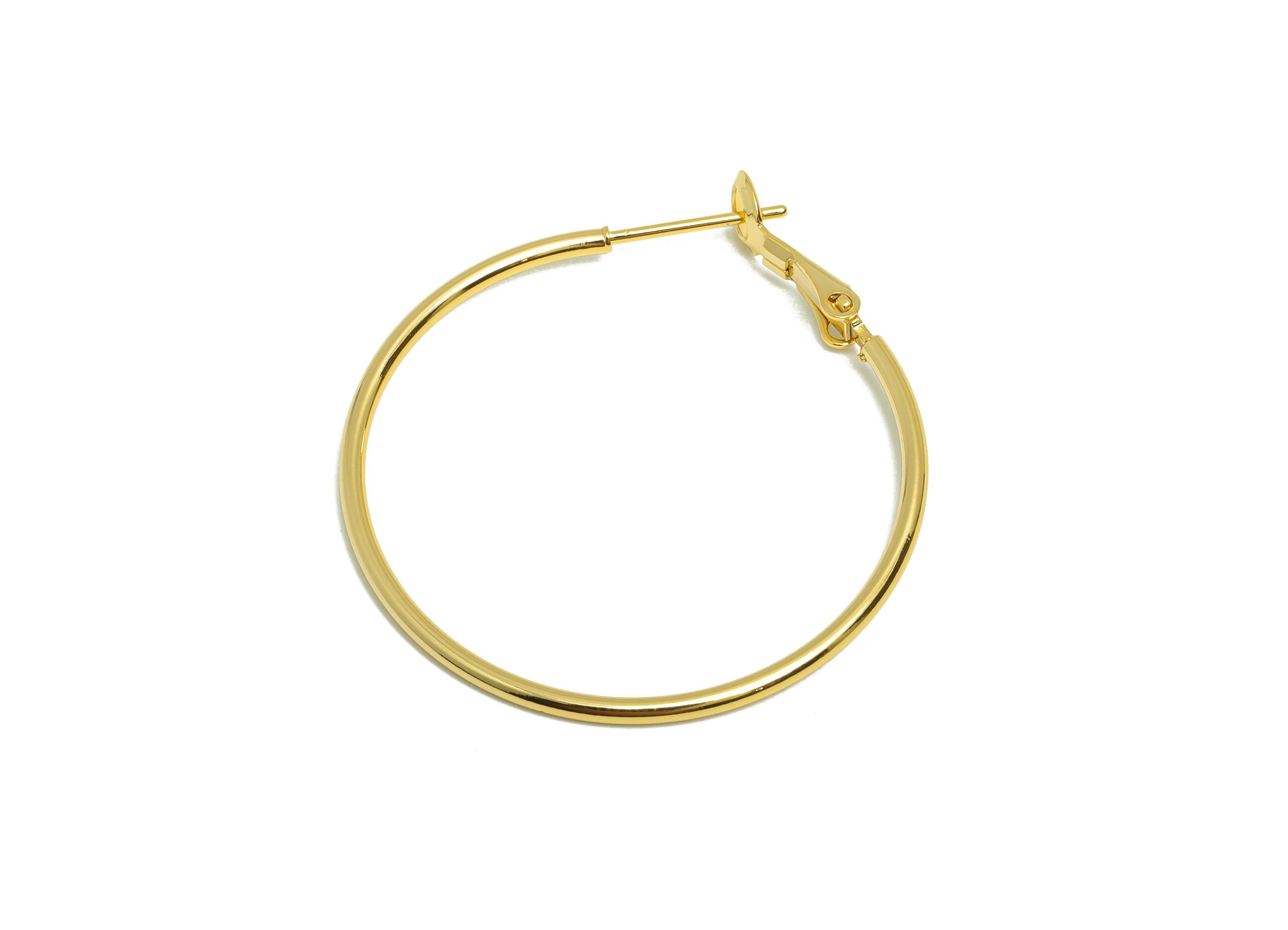 Brass Circle Hoop Earring - Gold Minimalist Huggie Earring - Round Daily Wear Earring - 18K Real Gold Plating - 38.66x35.16x1.53mm - RGP8986 - DOMEDBAZAAR
