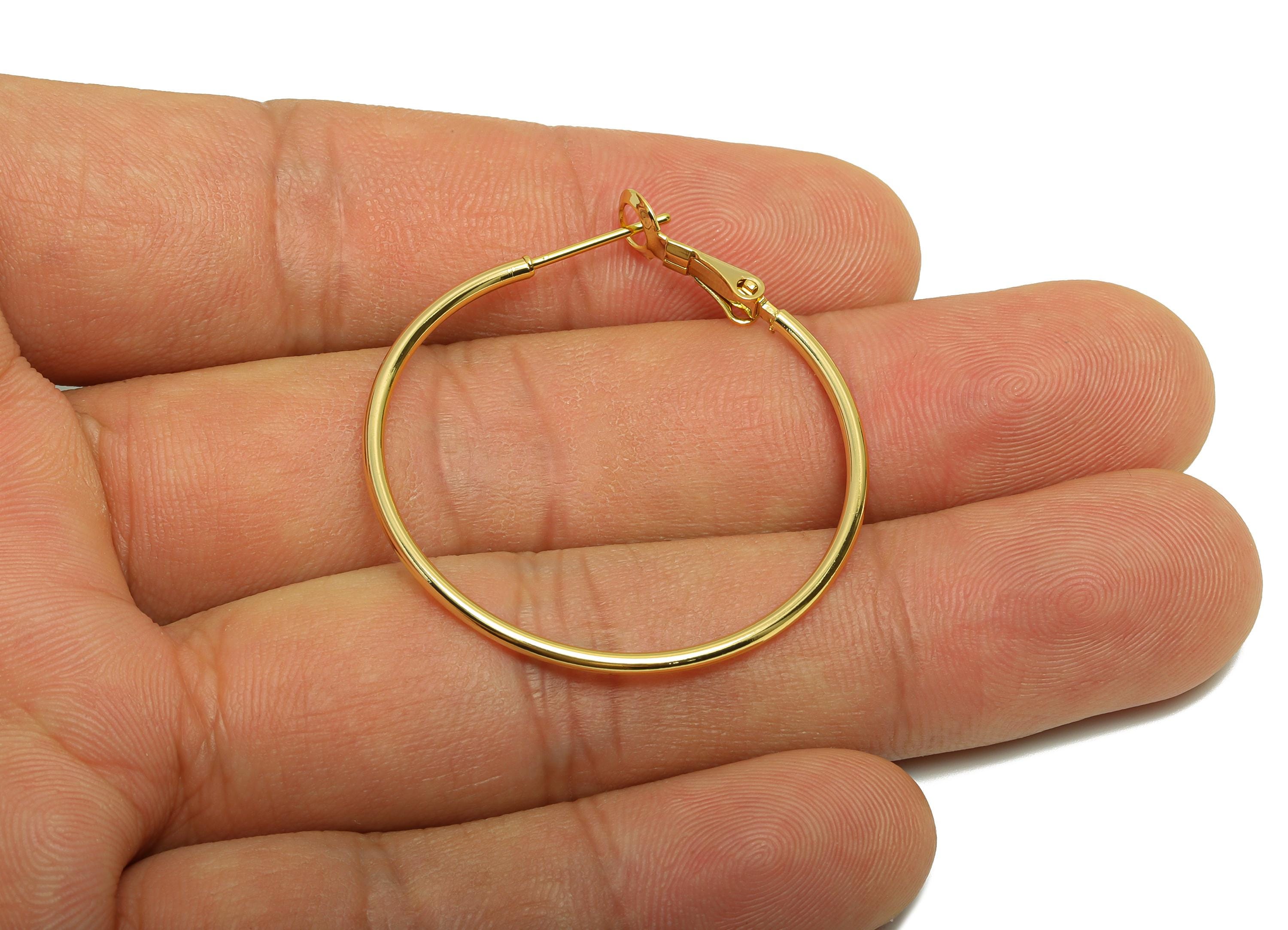 Brass Circle Hoop Earring - Gold Minimalist Huggie Earring - Round Daily Wear Earring - 18K Real Gold Plating - 38.66x35.16x1.53mm - RGP8986 - DOMEDBAZAAR