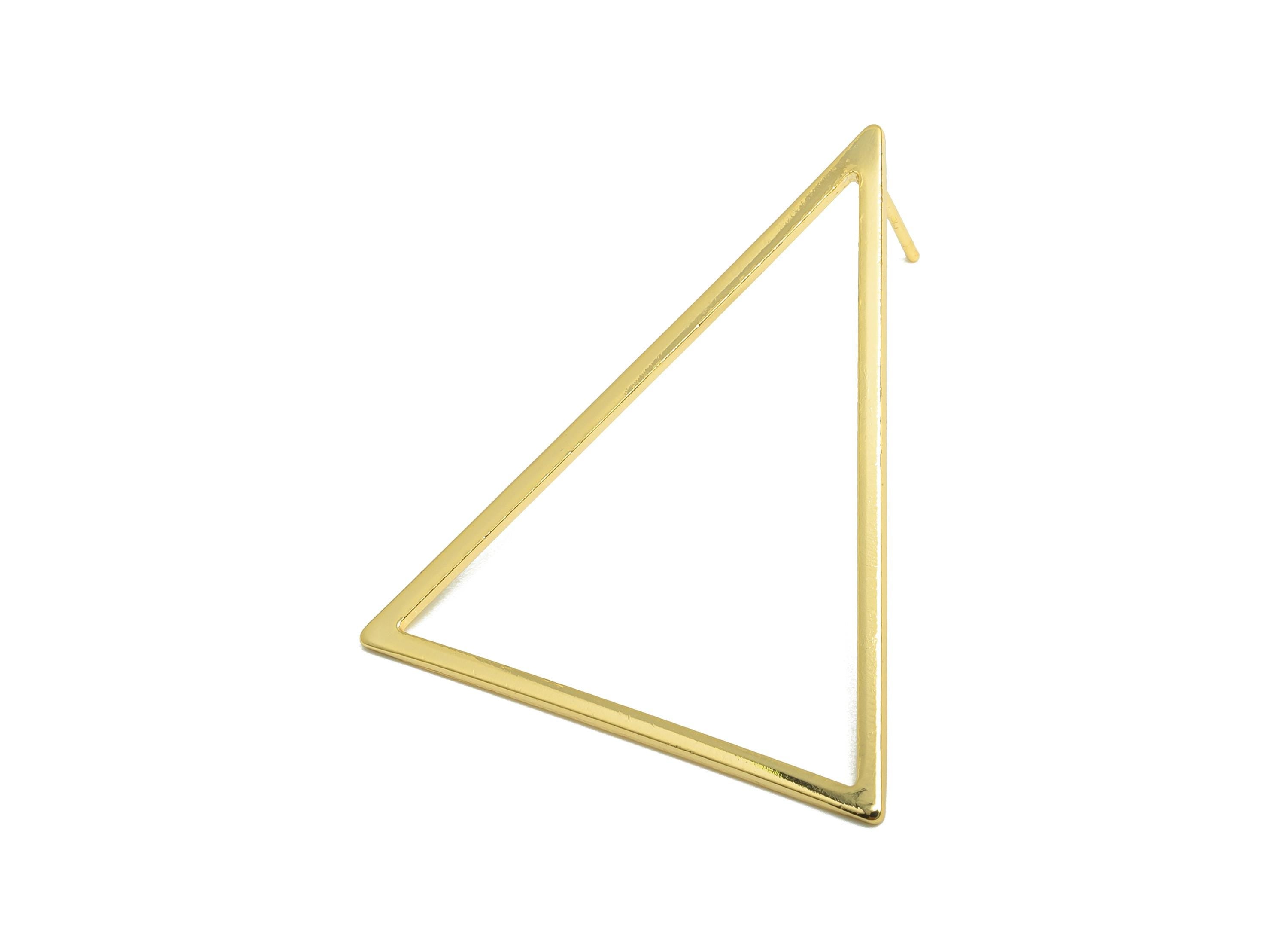 Brass Triangle Earring - Gold Geometry Earring Post for Girls - Triangle Daily Wear Earring - 18K Real Gold Plating -36.08x30.51x1mm-RGP8987 - DOMEDBAZAAR